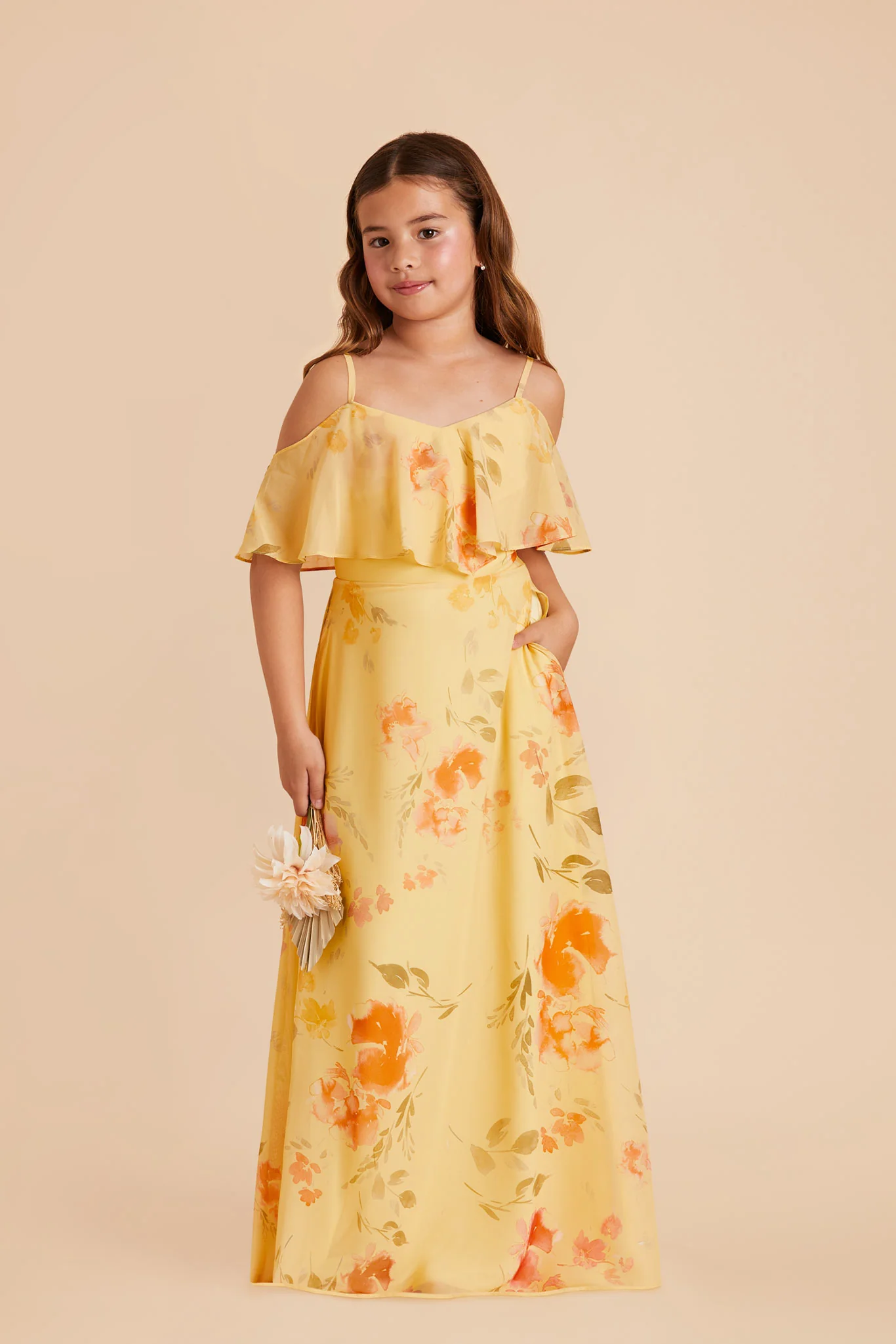 Janie Convertible Junior Dress - Pale Yellow Rococo Floral