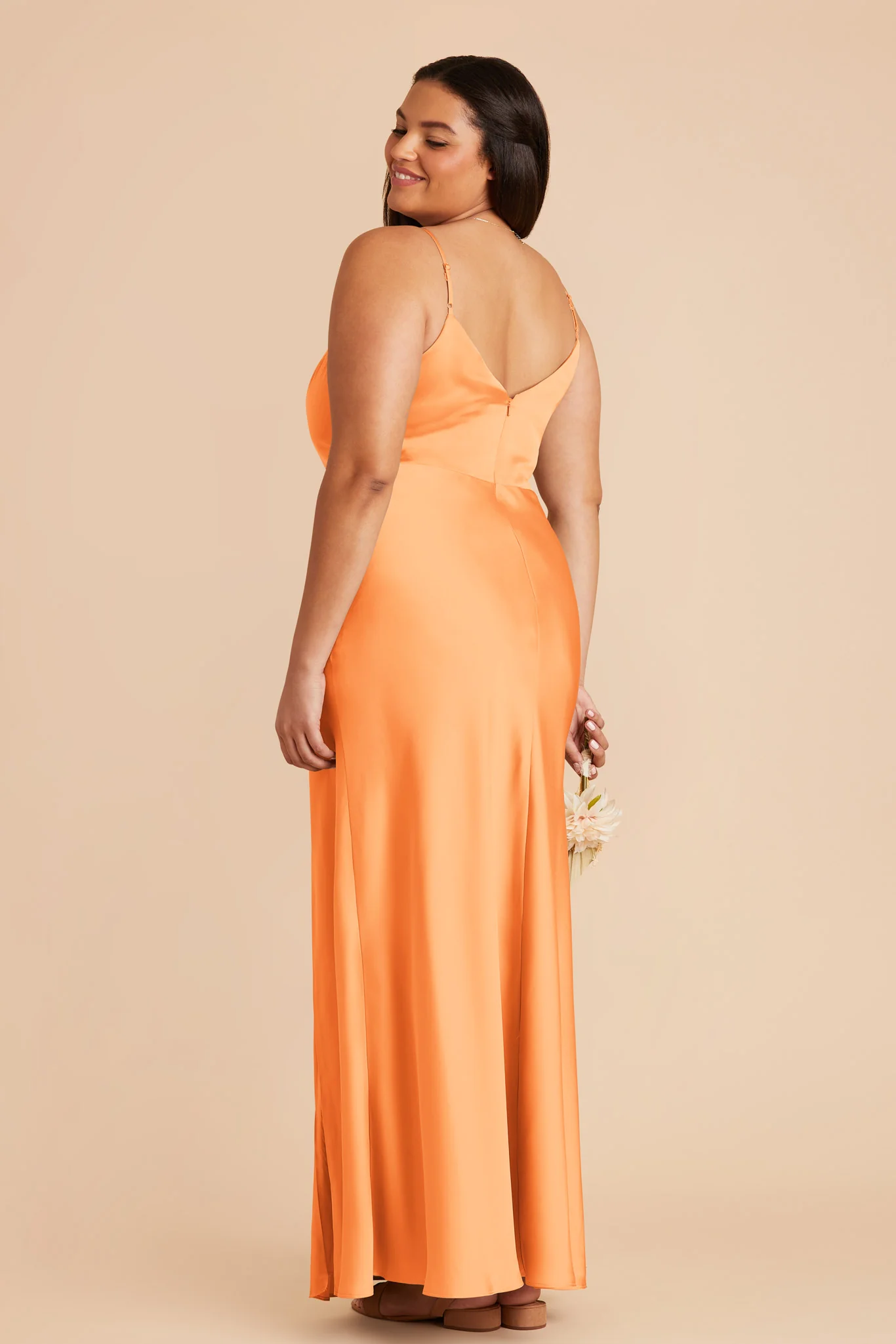 Jay Matte Satin Dress - Apricot - Image 9
