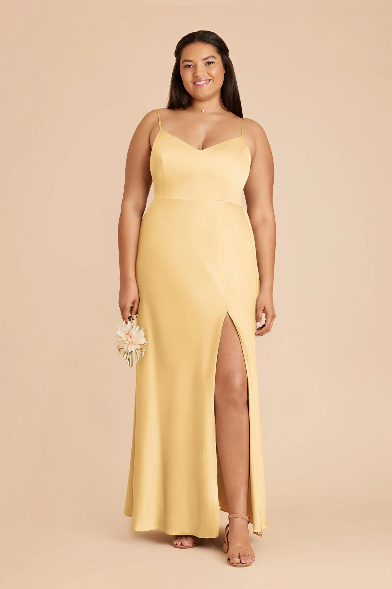 Jay Matte Satin Dress - Butter - Image 2