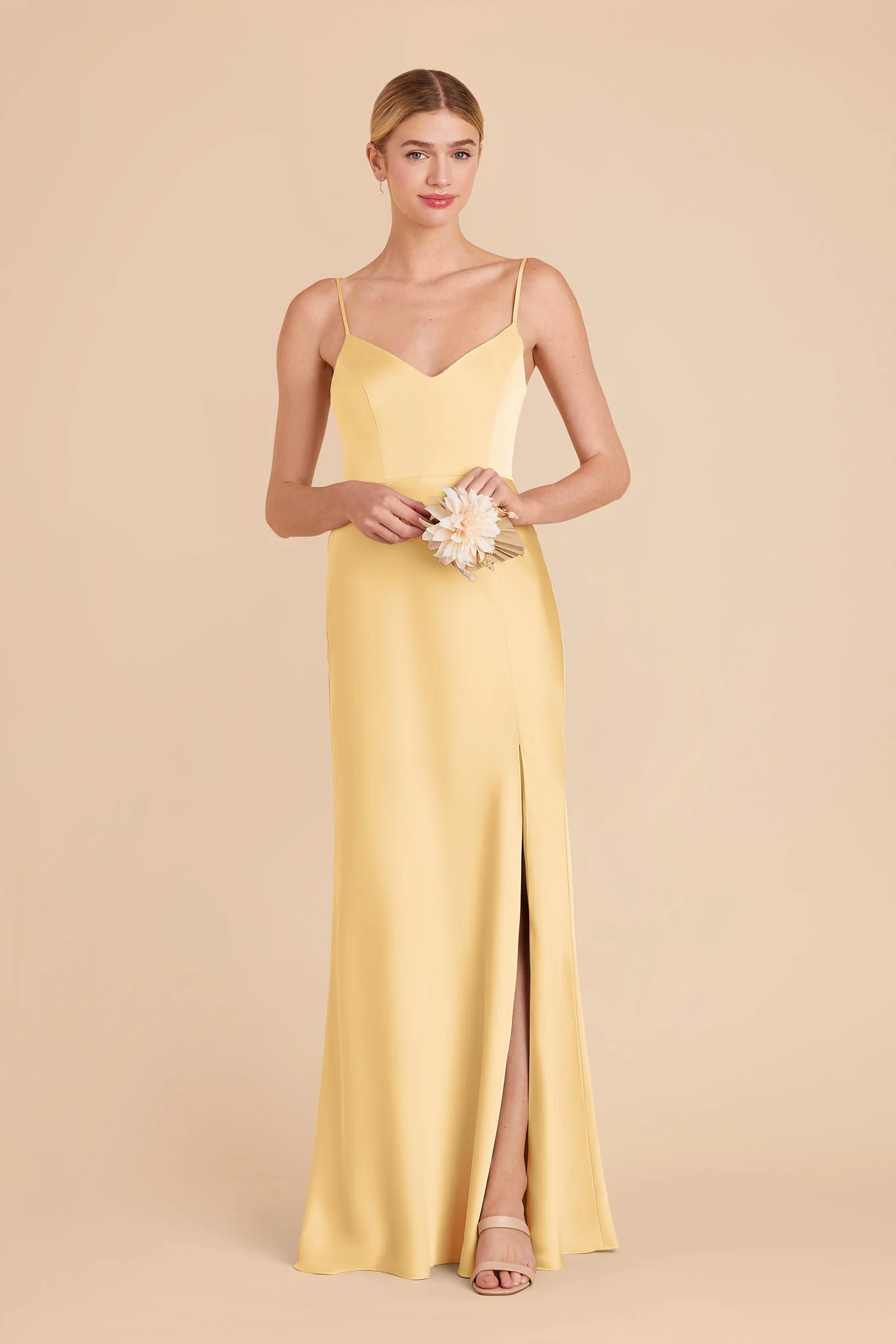 Jay Matte Satin Dress - Butter - Image 3