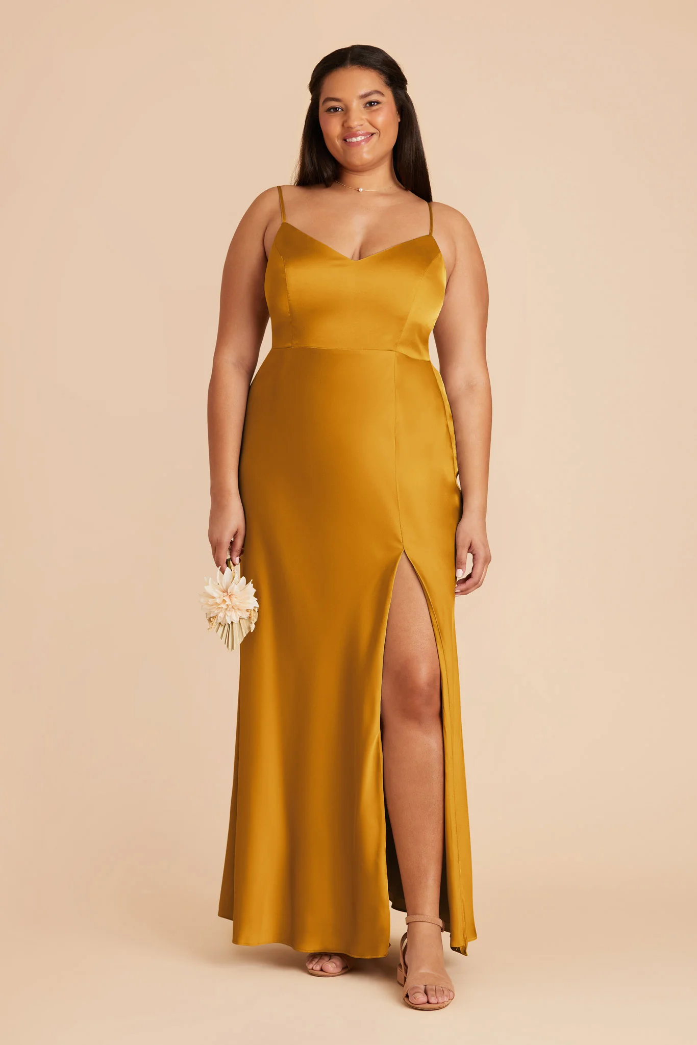 Jay Matte Satin Dress - Butterscotch - Image 2