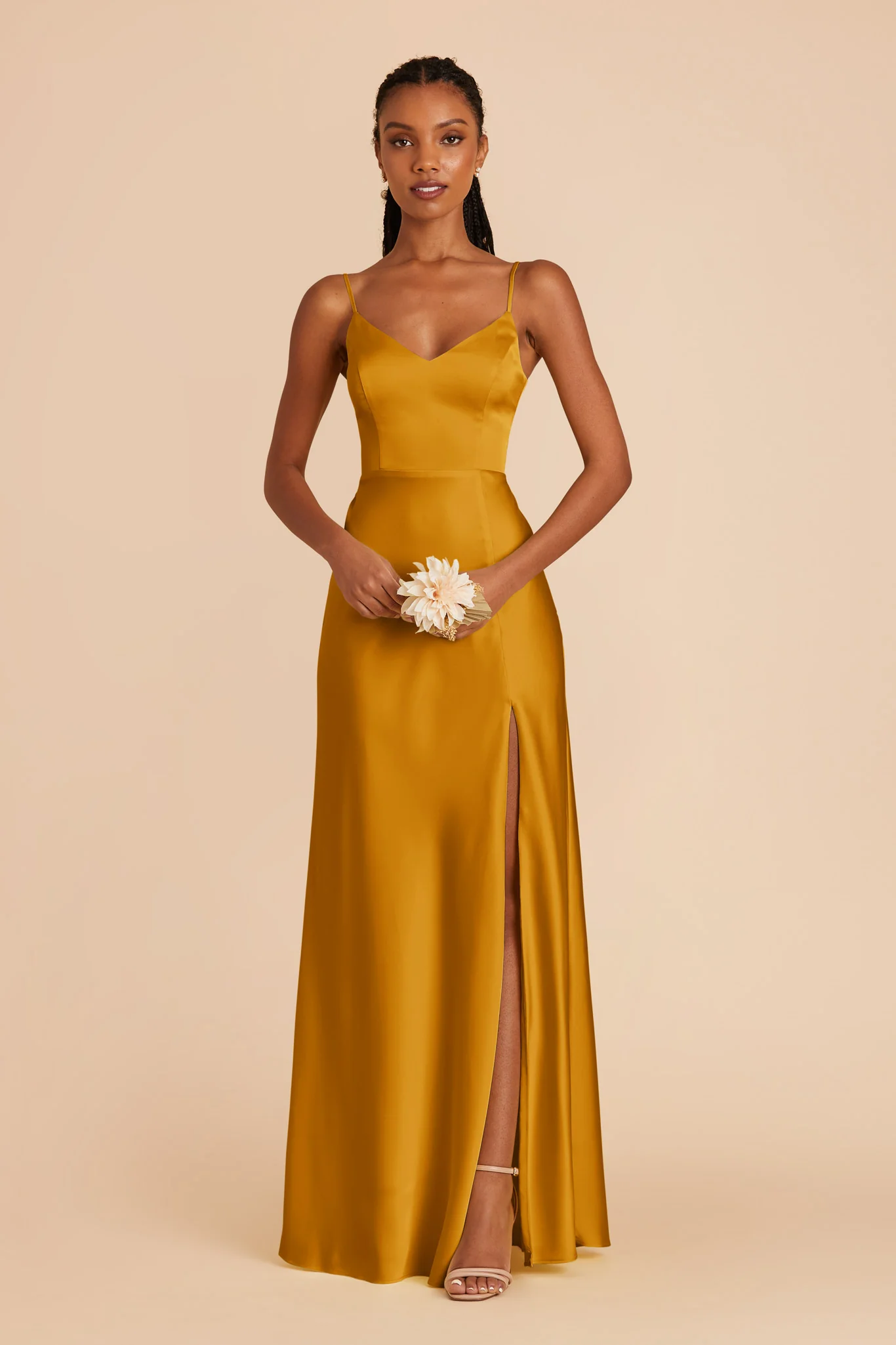 Jay Matte Satin Dress - Butterscotch - Image 4