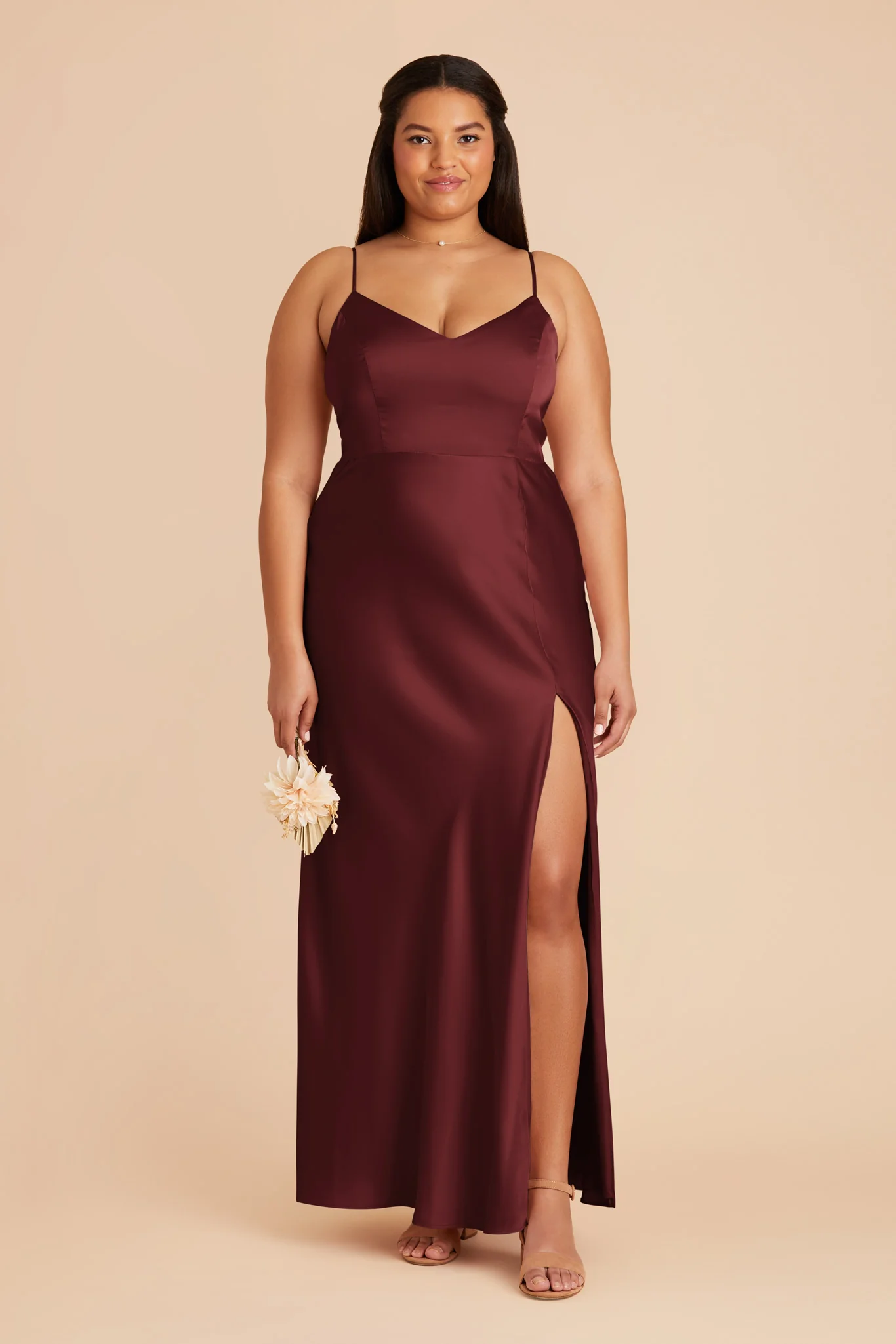 Jay Matte Satin Dress - Cabernet - Image 2
