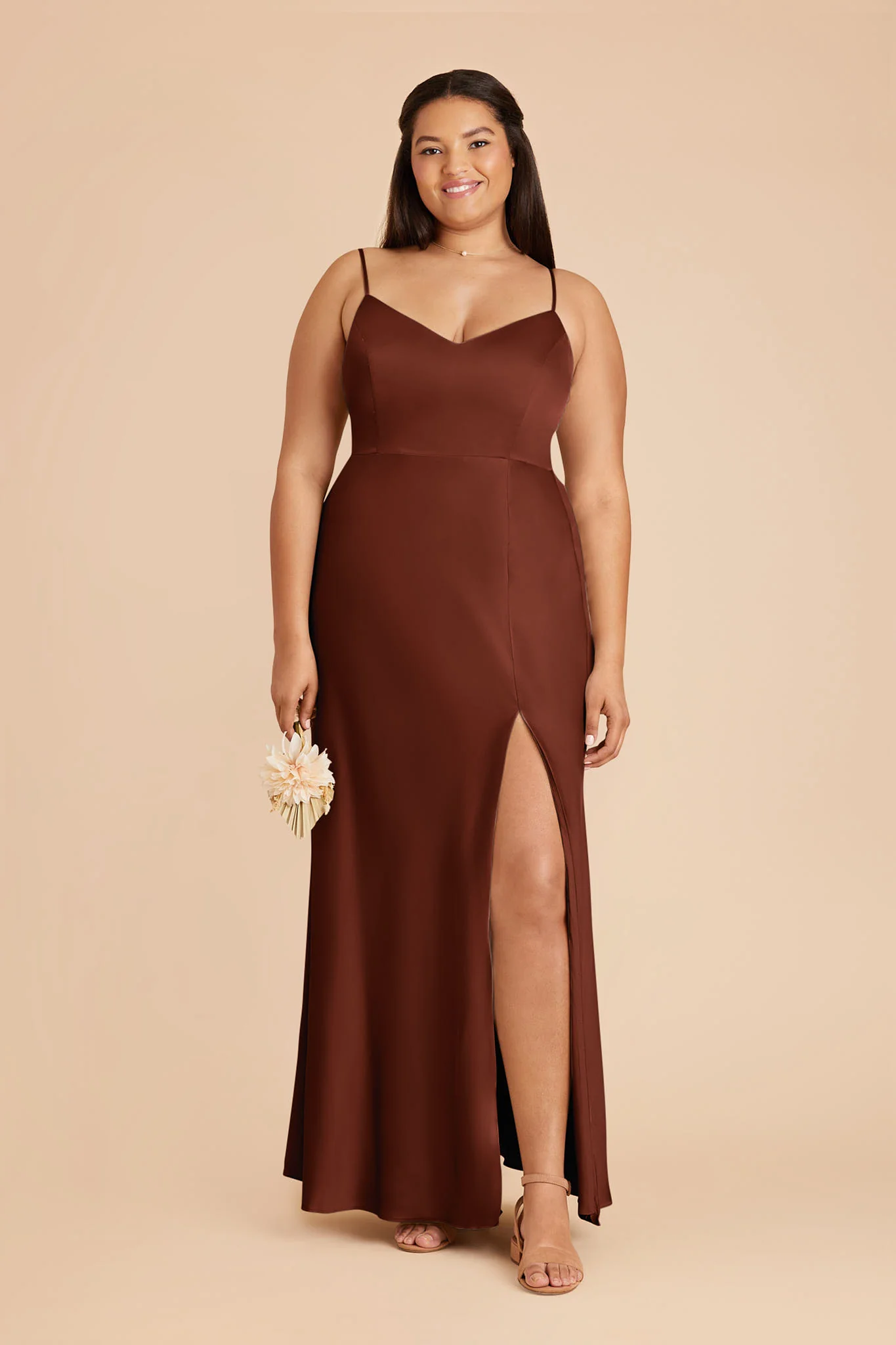 Jay Matte Satin Dress - Cognac - Image 2