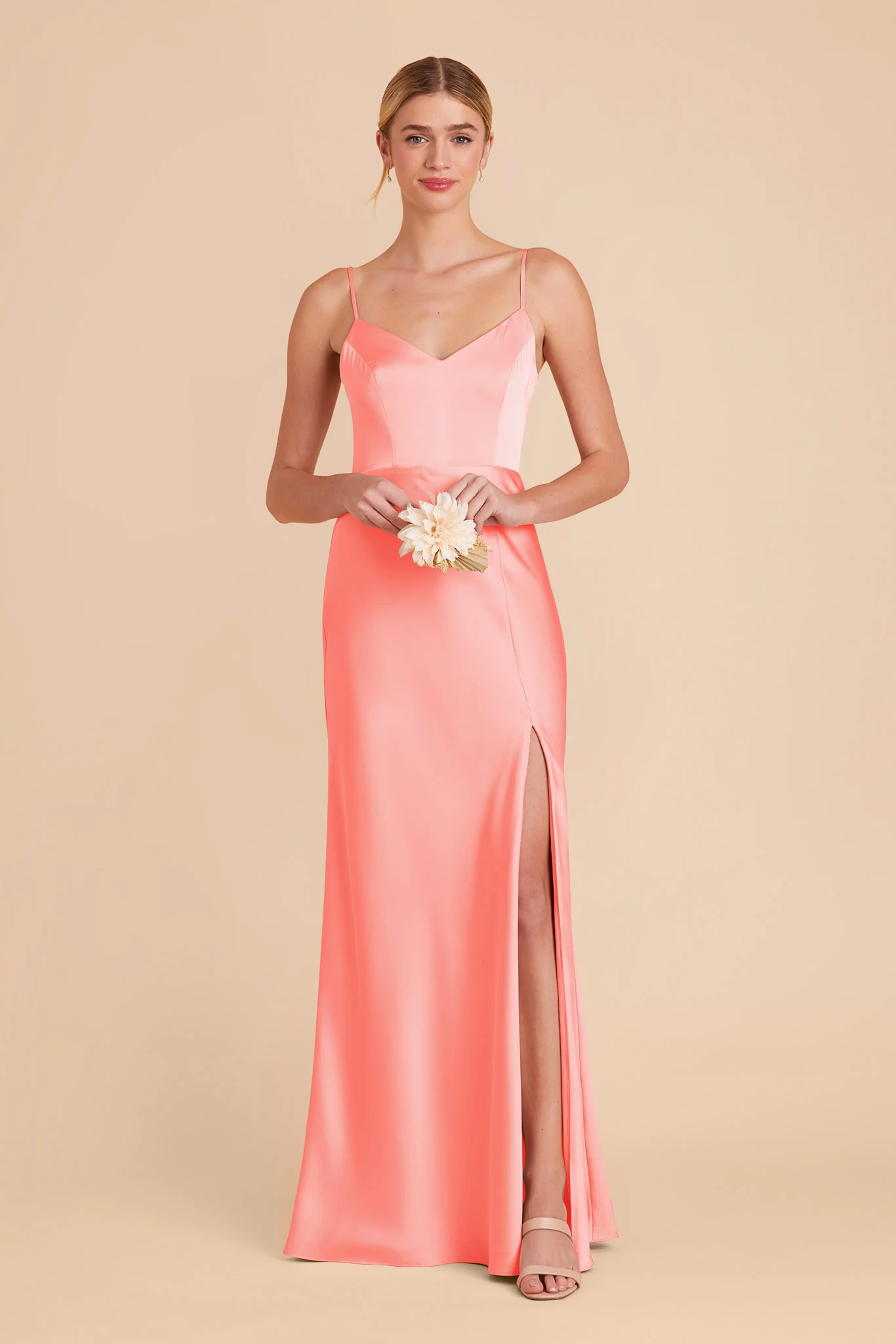 Jay Matte Satin Dress - Coral Pink - Image 3