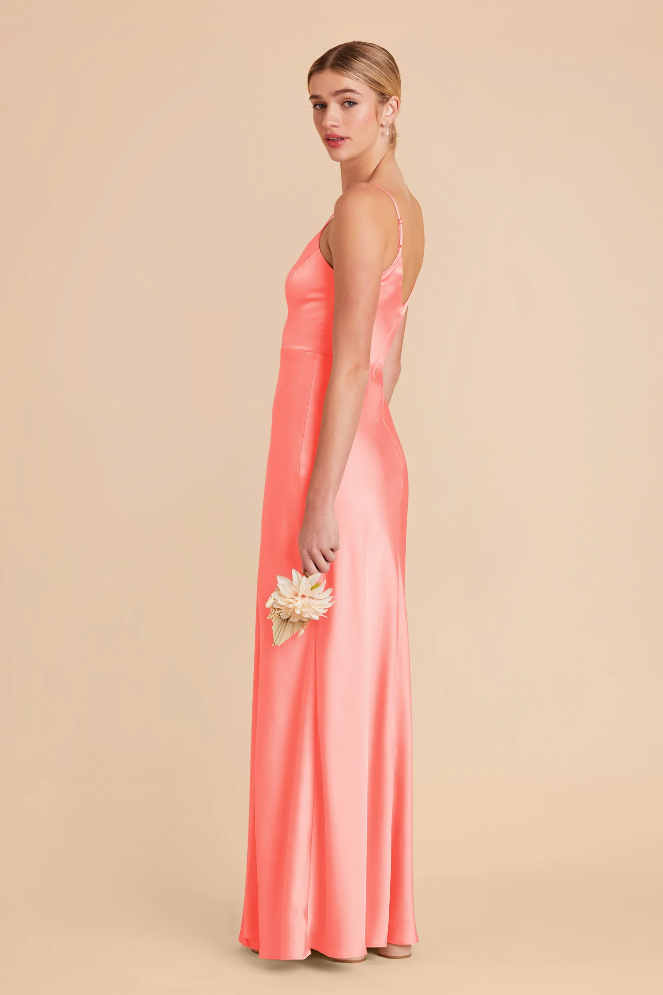 Jay Matte Satin Dress - Coral Pink - Image 4