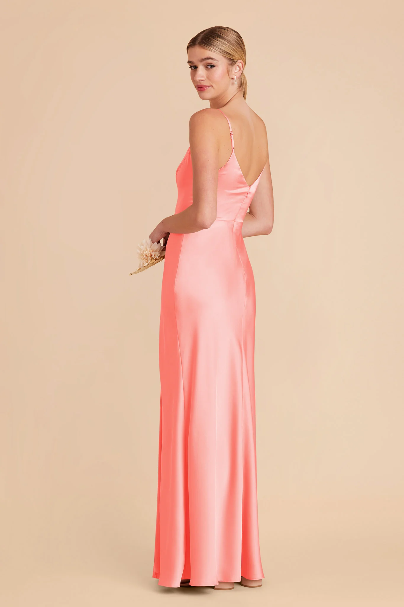 Jay Matte Satin Dress - Coral Pink - Image 5