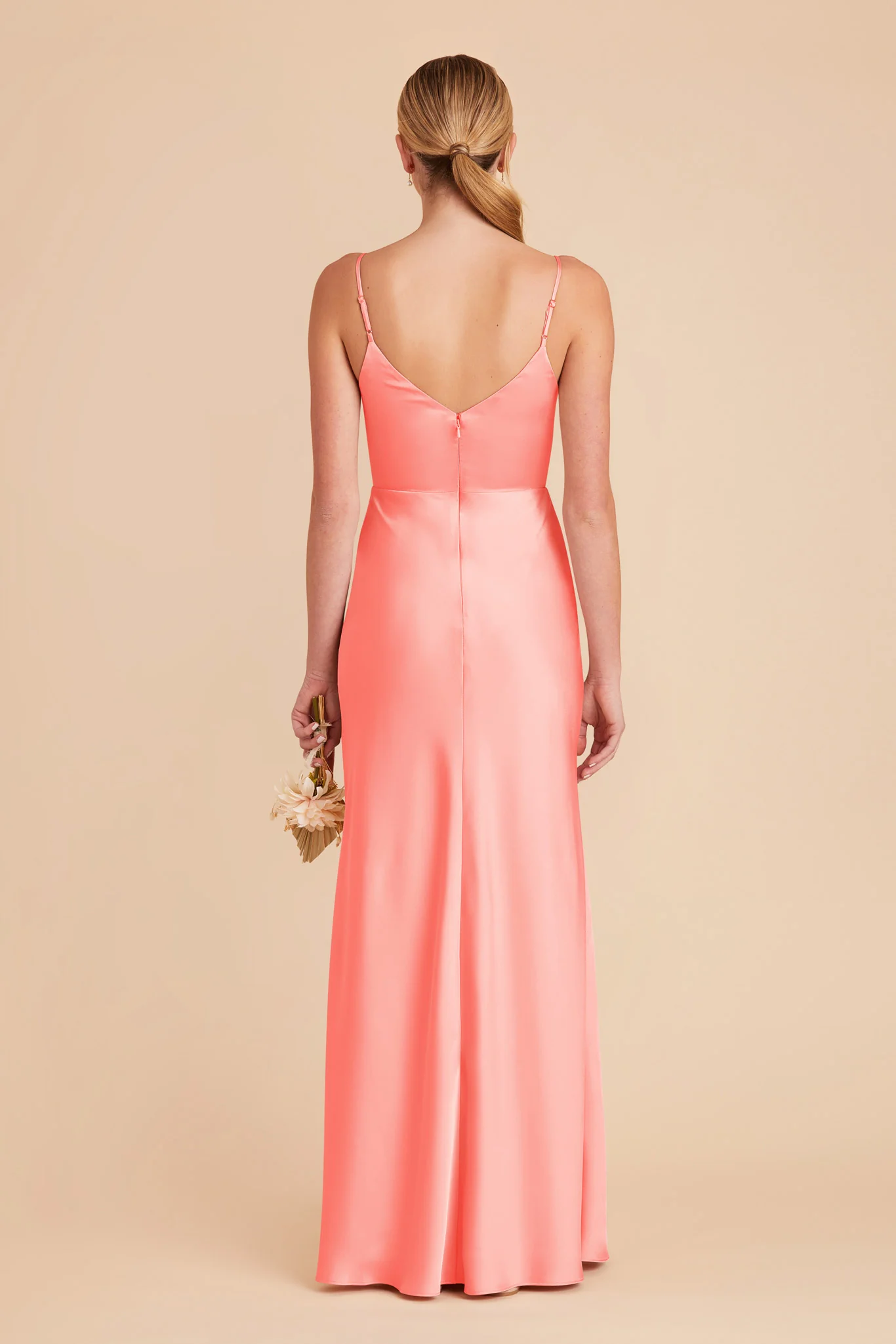 Jay Matte Satin Dress - Coral Pink - Image 6