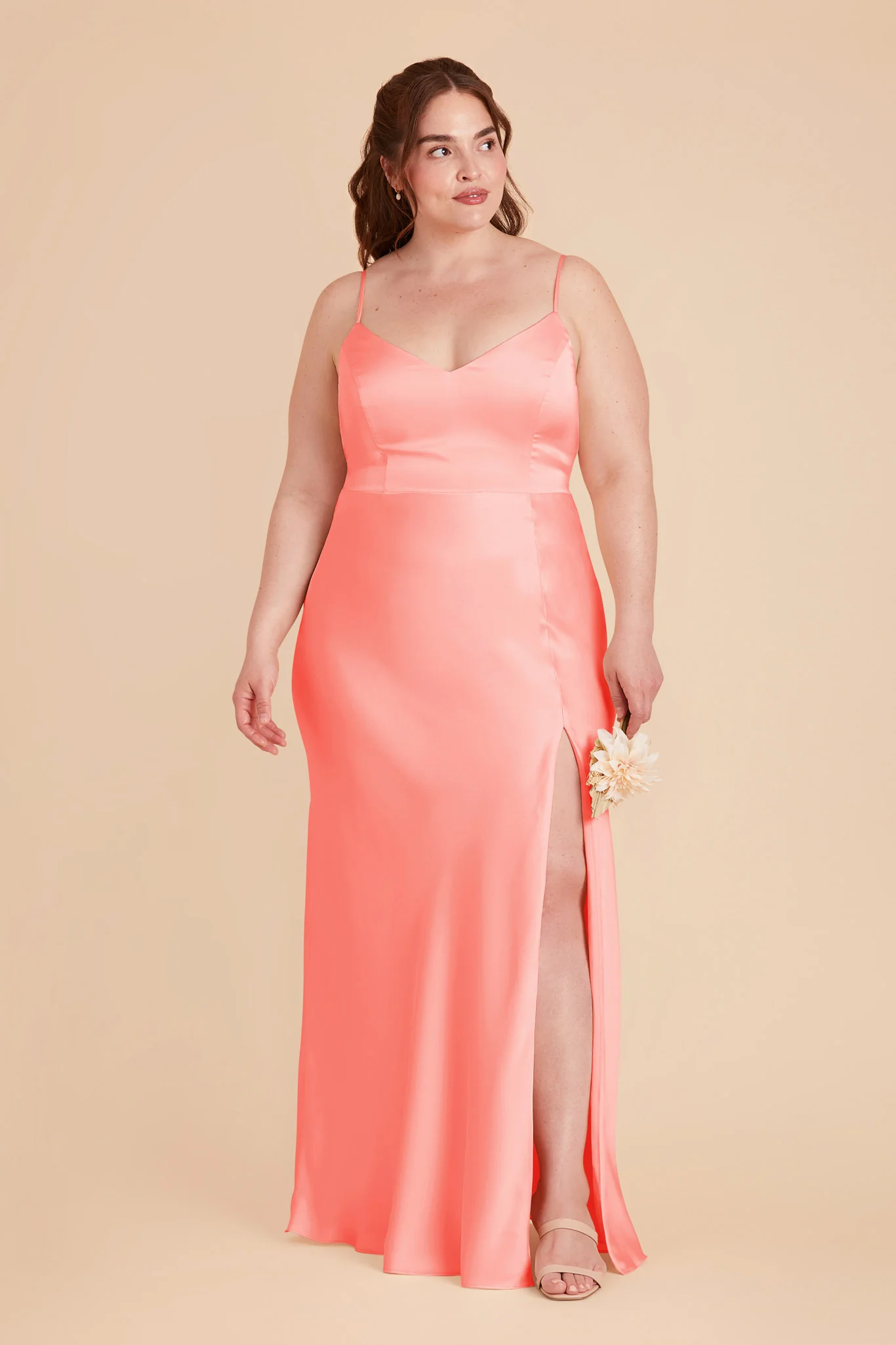 Jay Matte Satin Dress - Coral Pink - Image 7