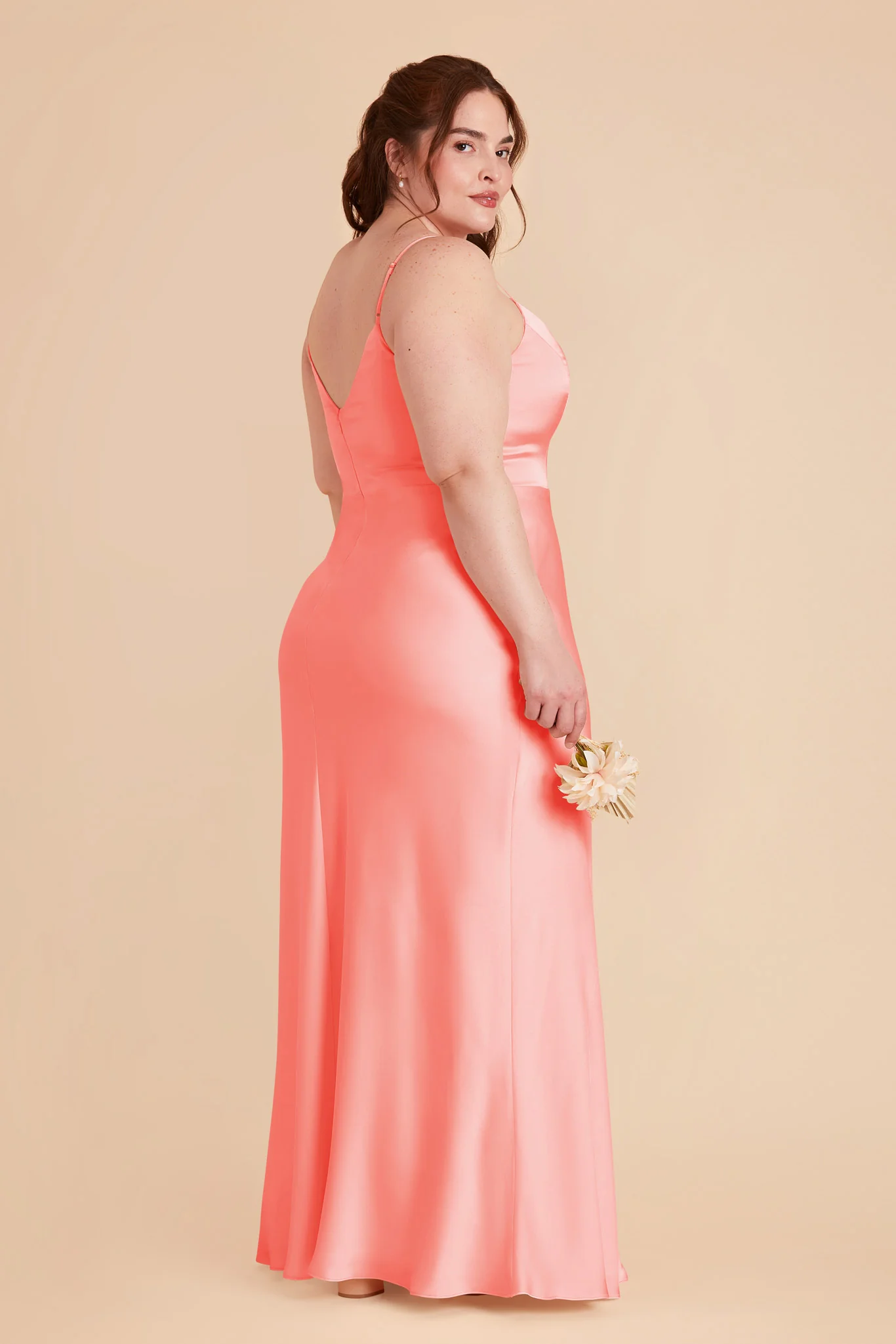 Jay Matte Satin Dress - Coral Pink - Image 8
