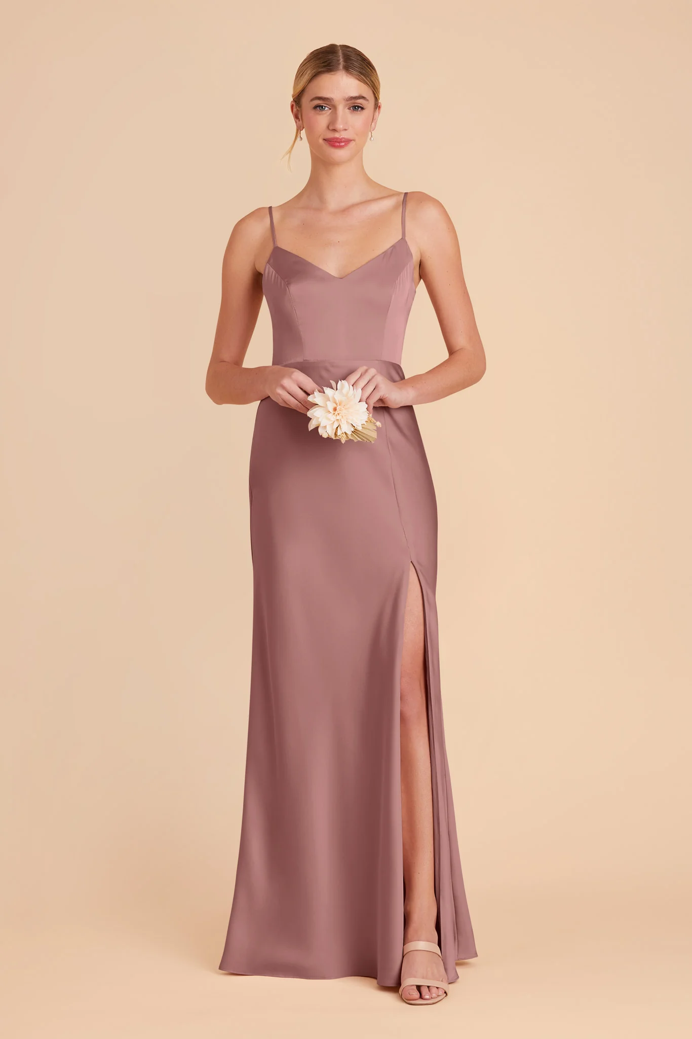 Jay Matte Satin Dress - Dark Mauve - Image 3