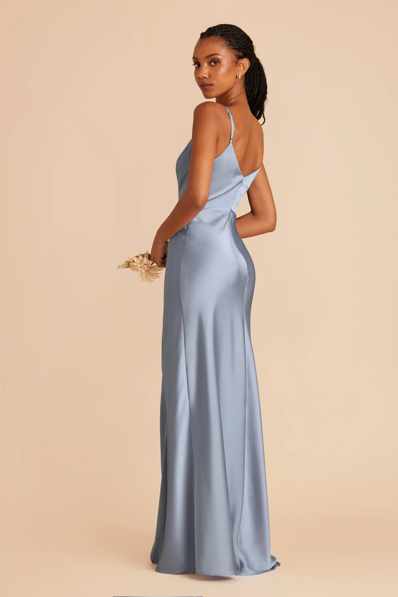 Jay Matte Satin Dress - Dusty Blue - Image 5