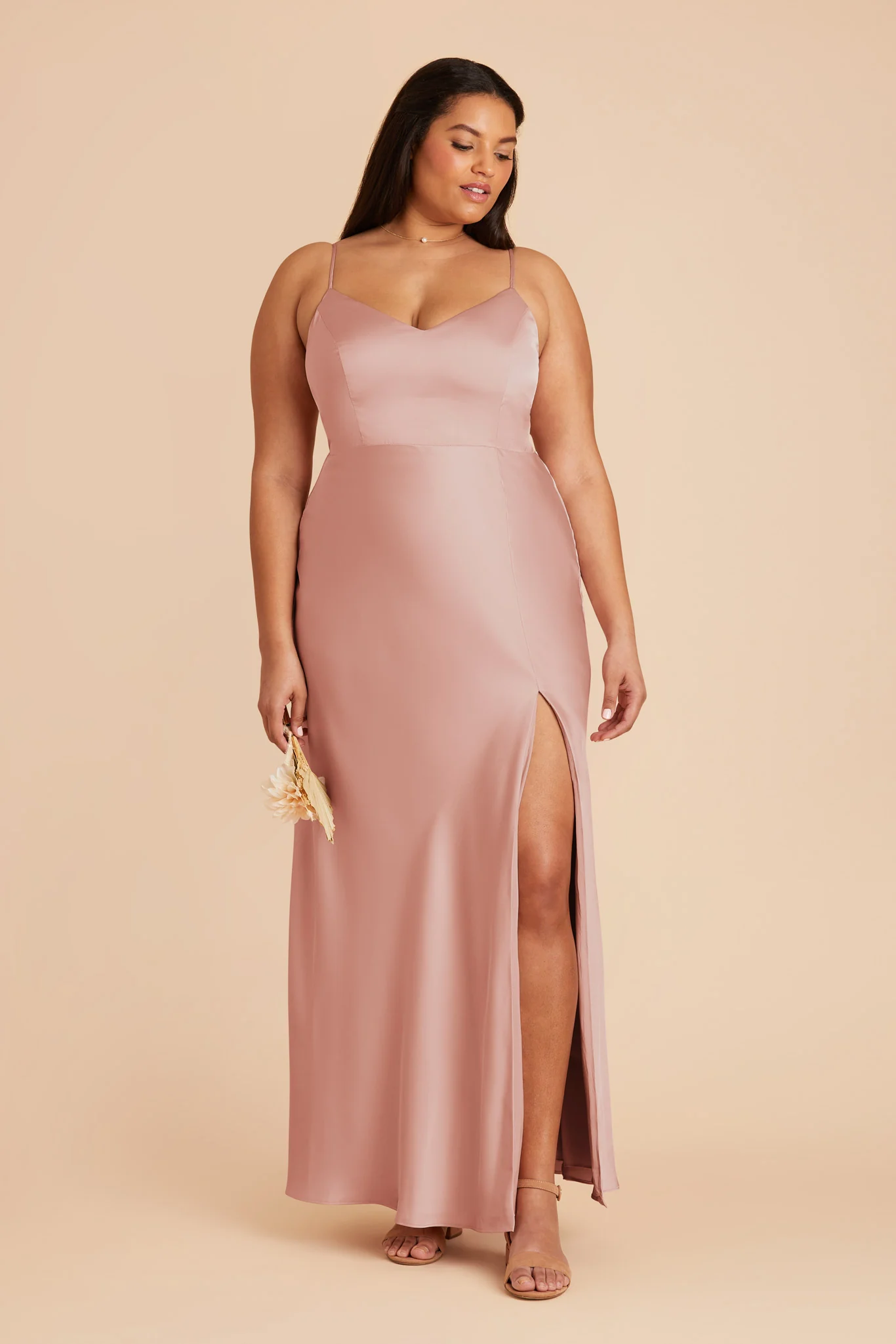 Jay Matte Satin Dress - English Rose - Image 7