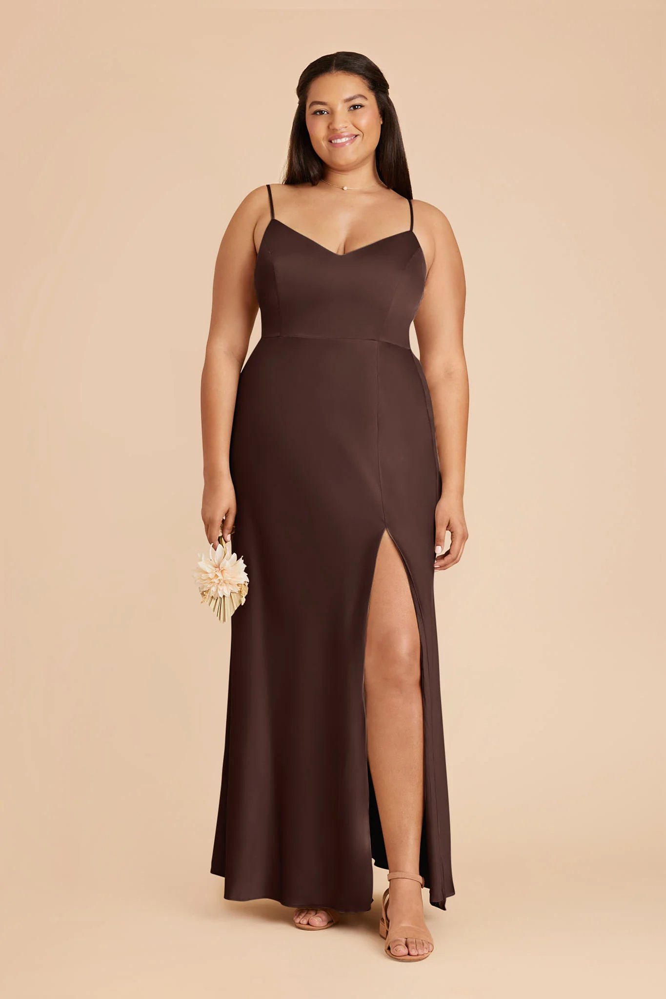 Jay Matte Satin Dress - Espresso - Image 2