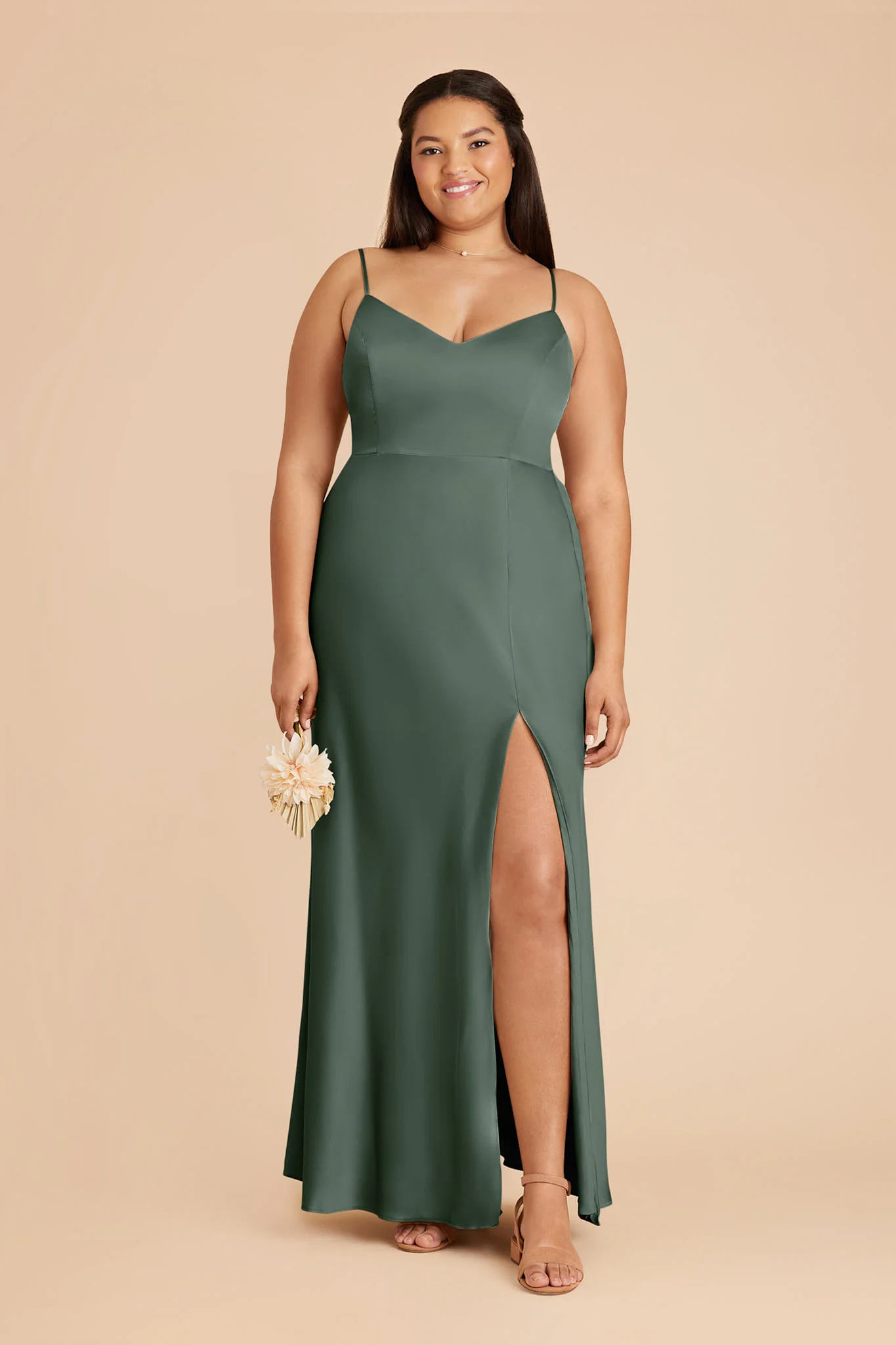 Jay Matte Satin Dress - Eucalyptus - Image 2