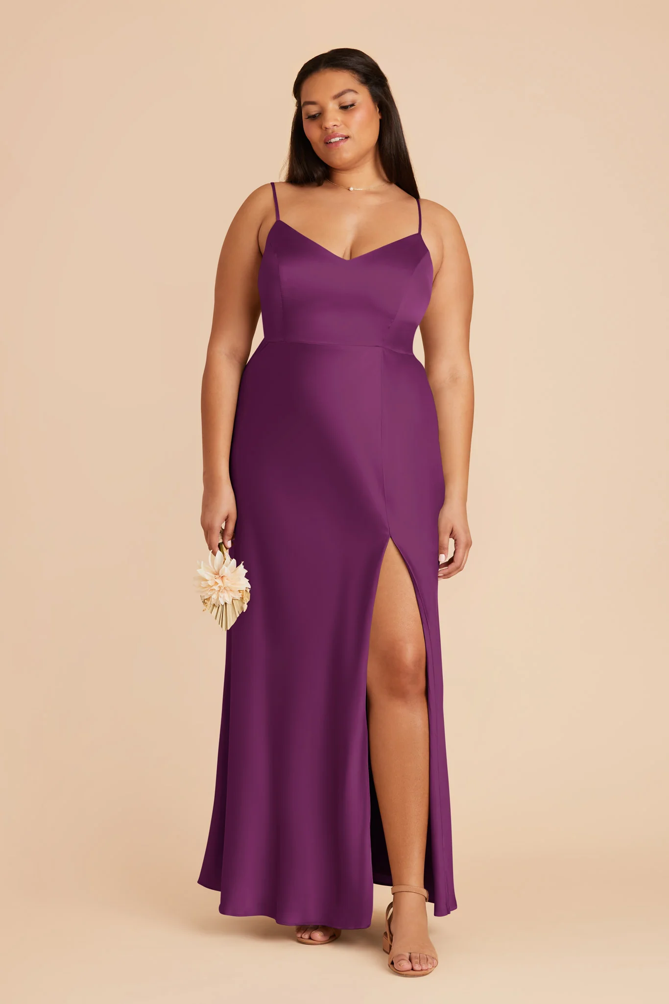 Jay Matte Satin Dress - Fig - Image 2