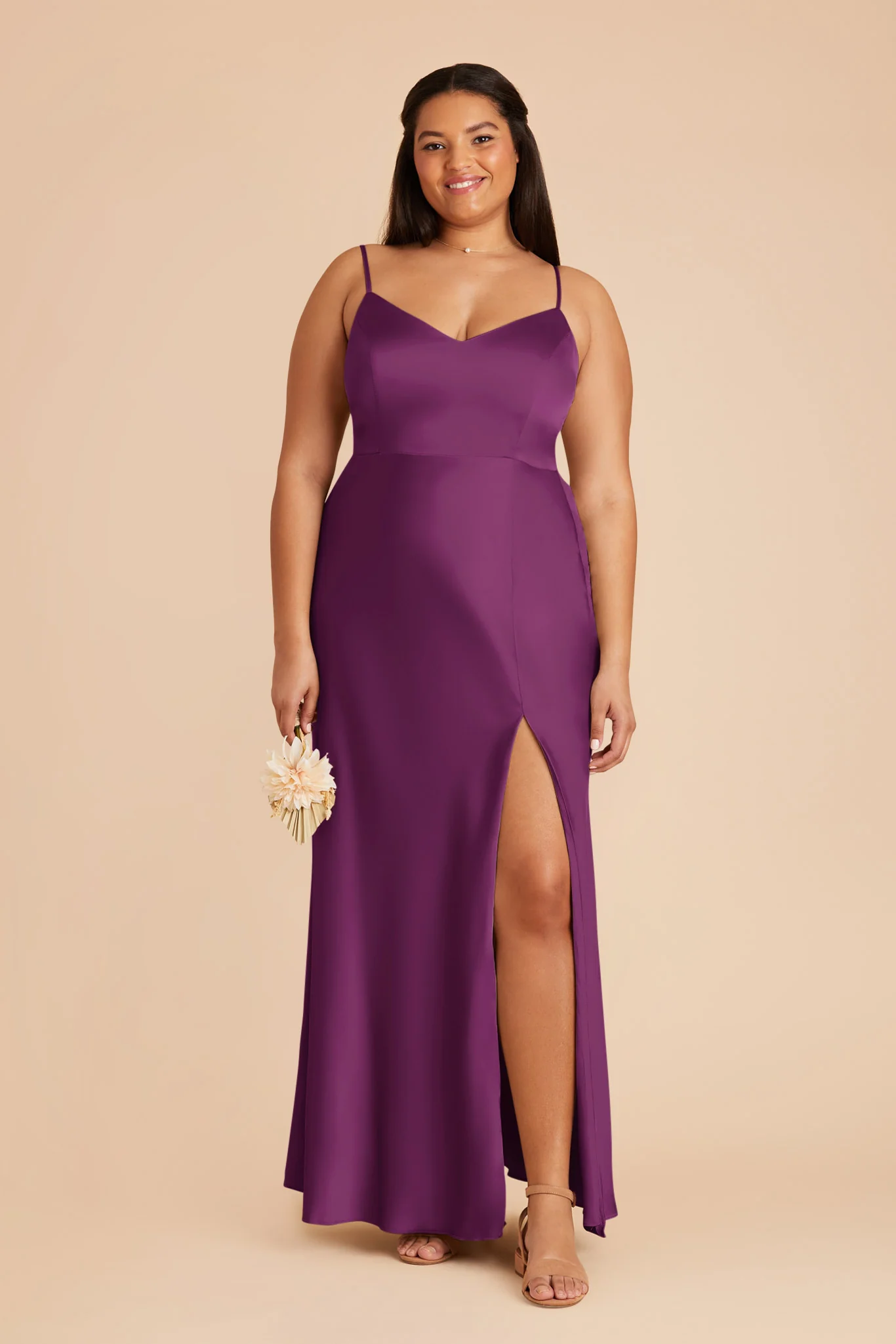 Jay Matte Satin Dress - Fig - Image 6