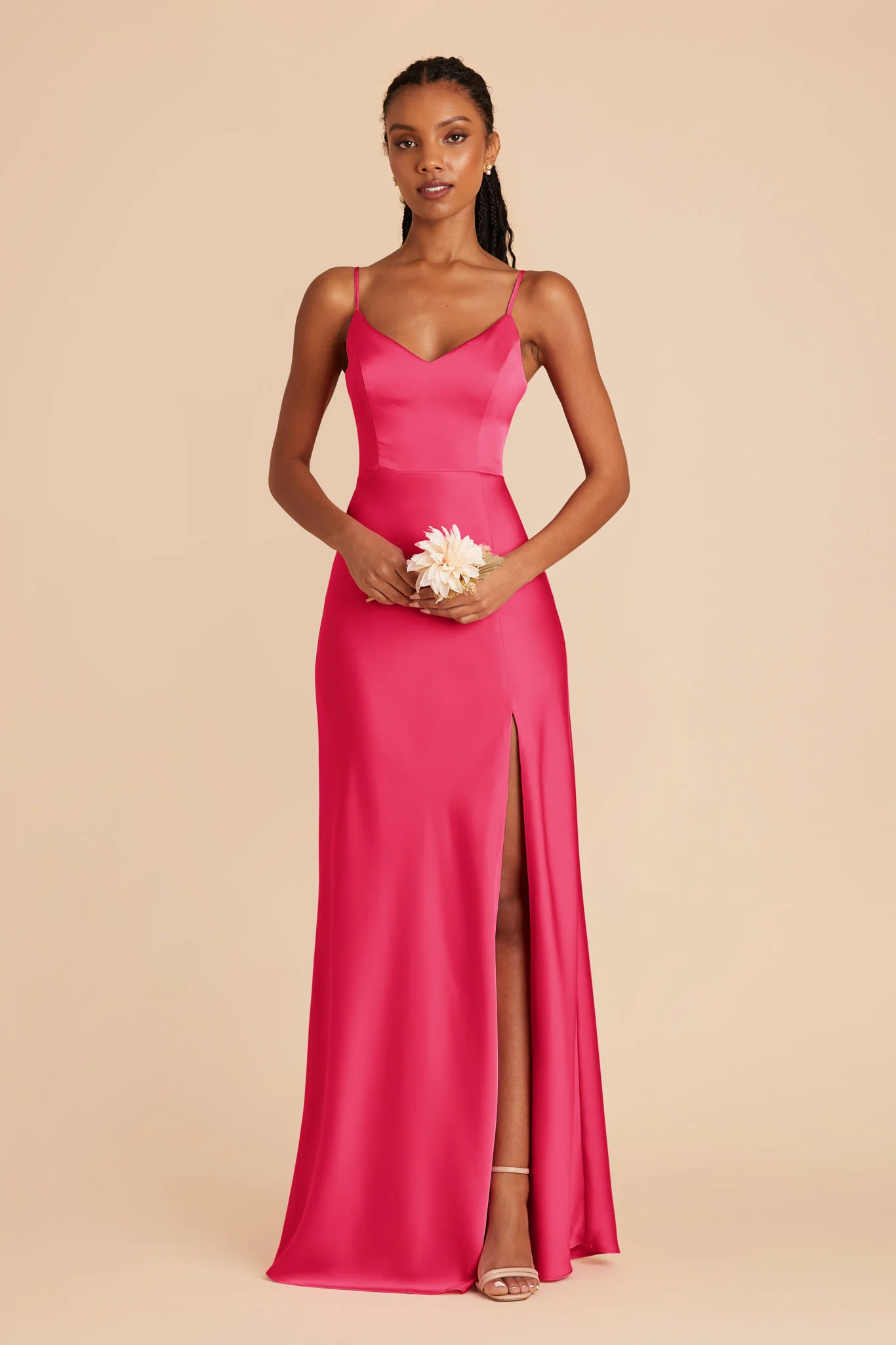 Jay Matte Satin Dress - Fuchsia - Image 3