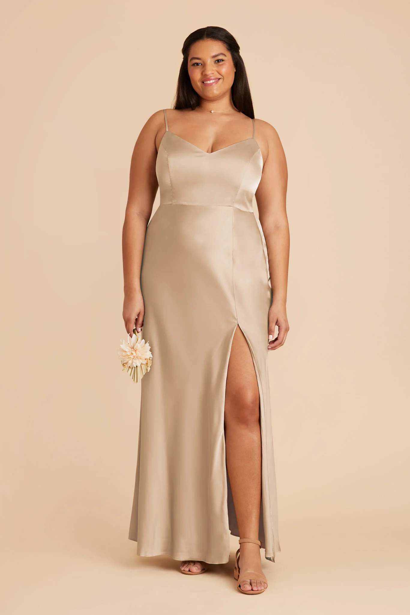 Jay Matte Satin Dress - Gold - Image 2