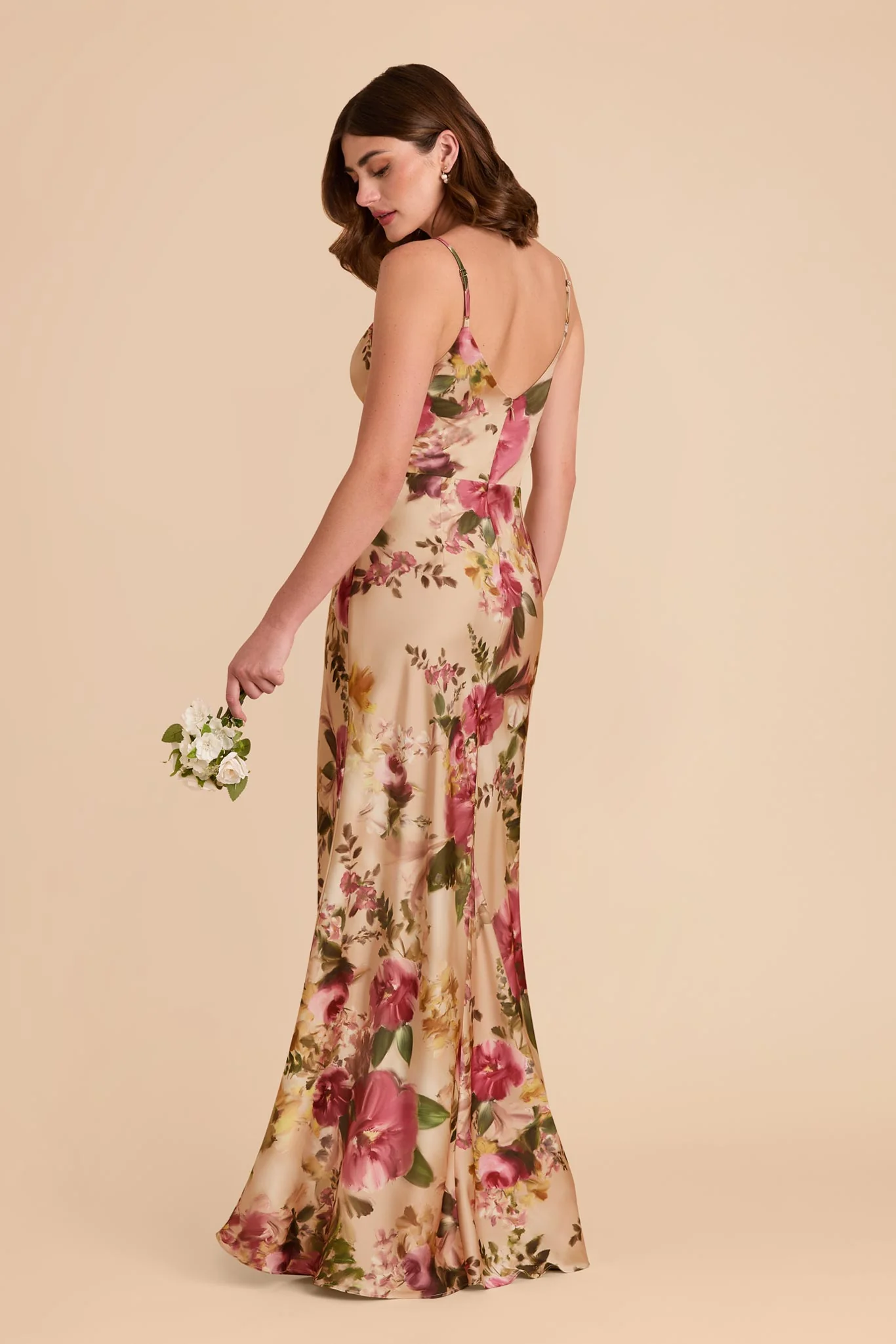 Jay Matte Satin Dress - Hazelnut Moody Blooms - Image 3