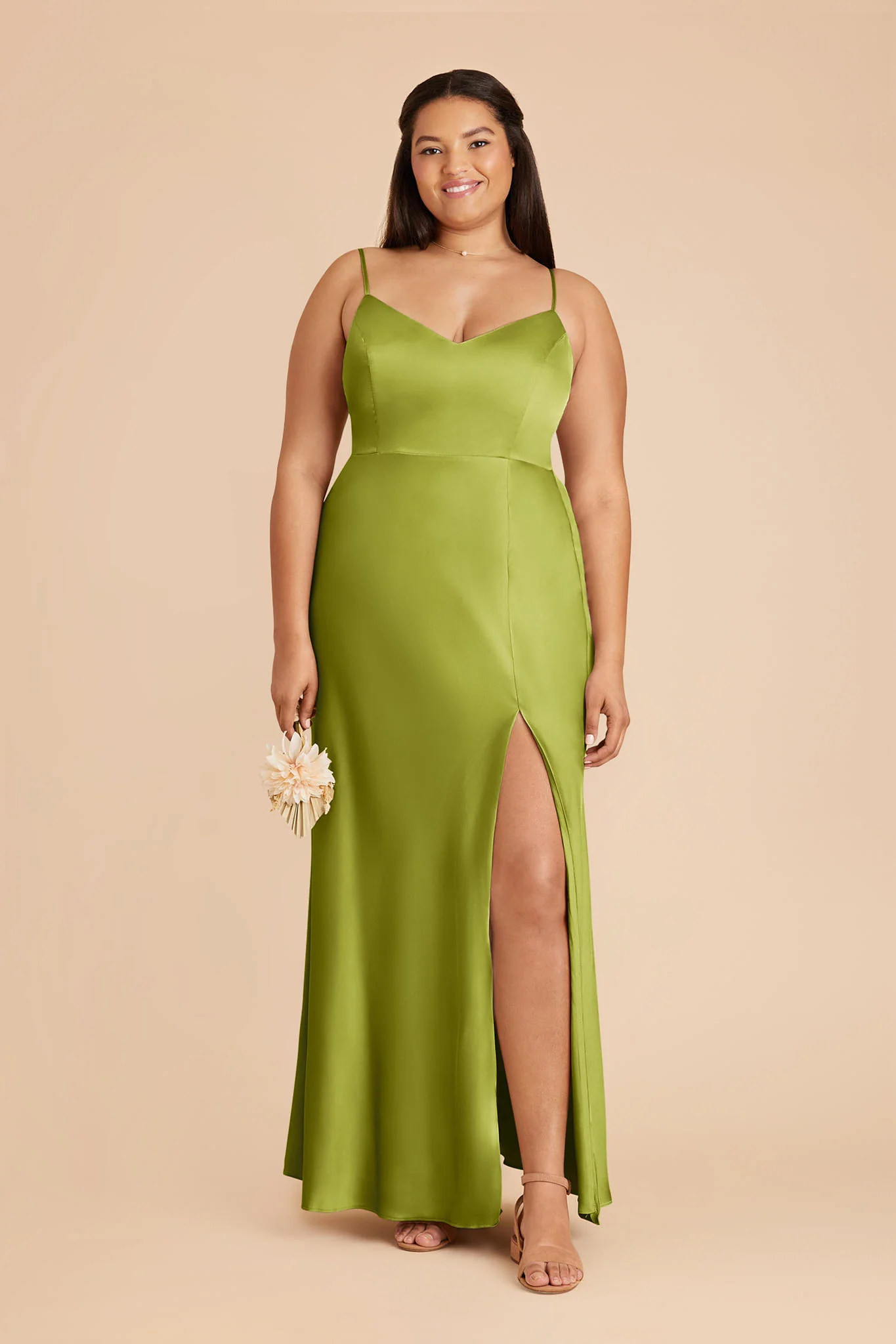 Jay Matte Satin Dress - Matcha - Image 2