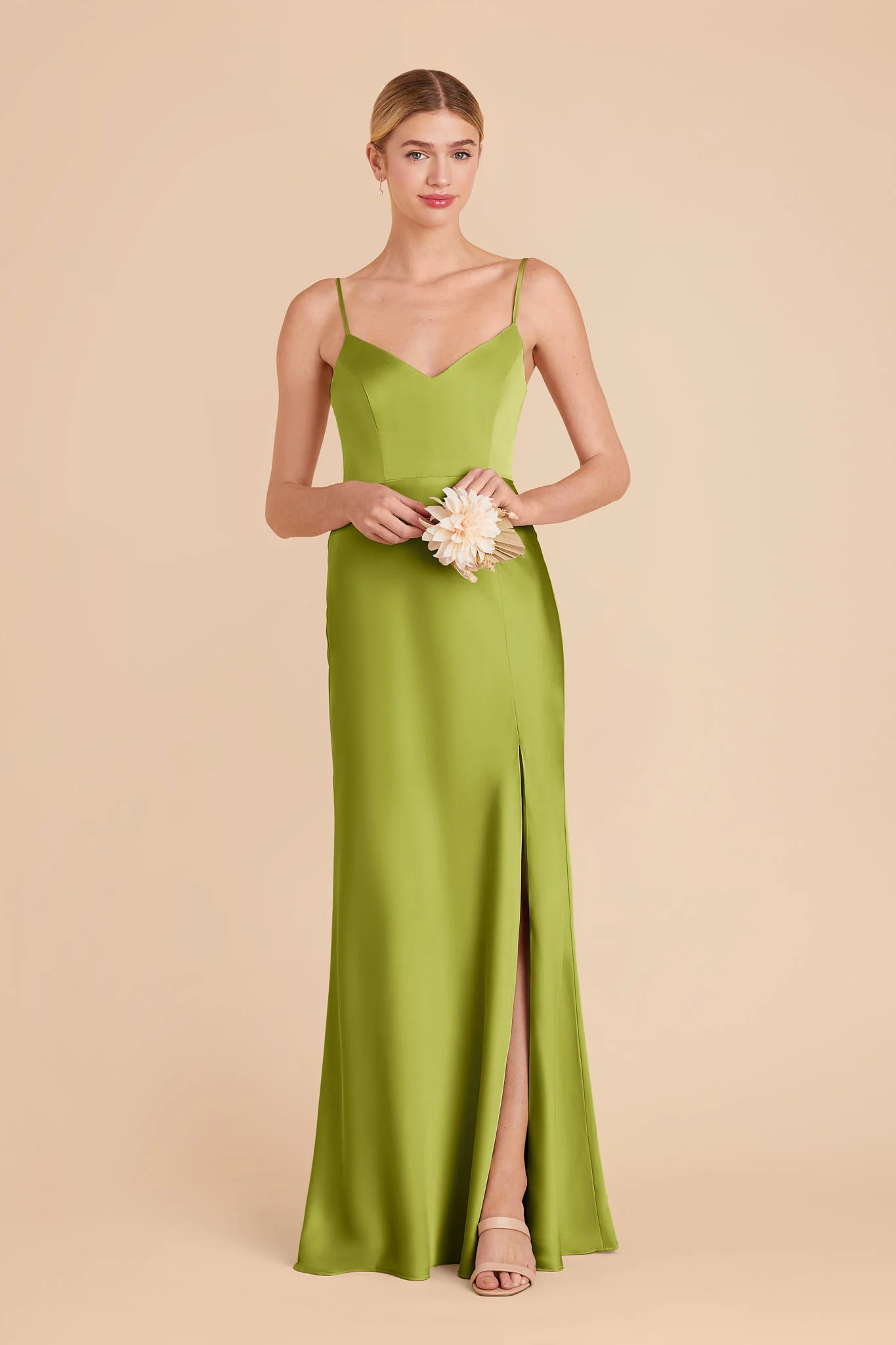 Jay Matte Satin Dress - Matcha - Image 3