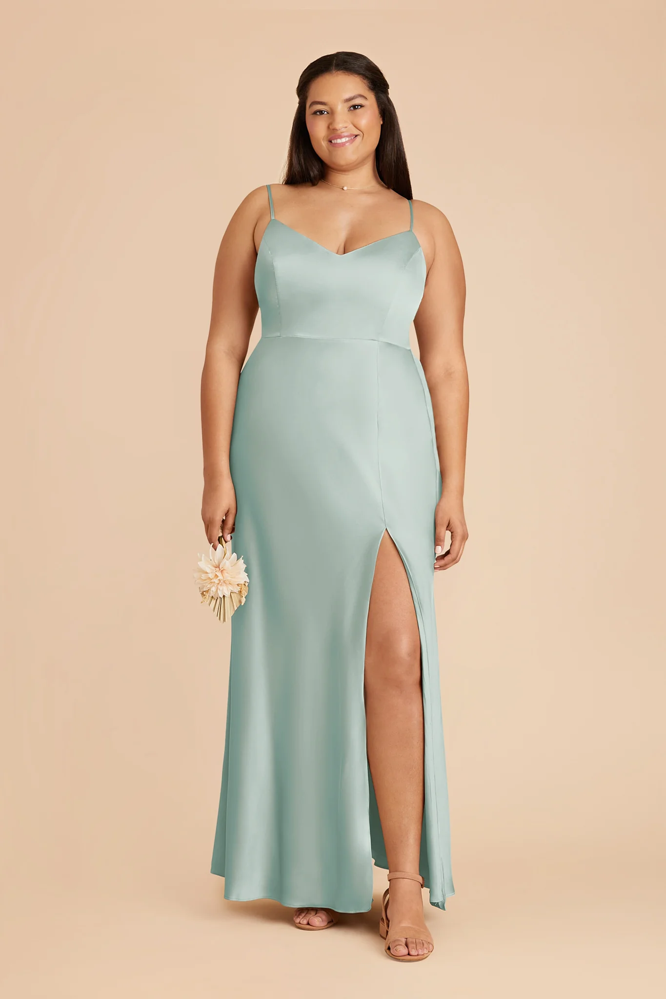 Jay Matte Satin Dress - Mint - Image 2