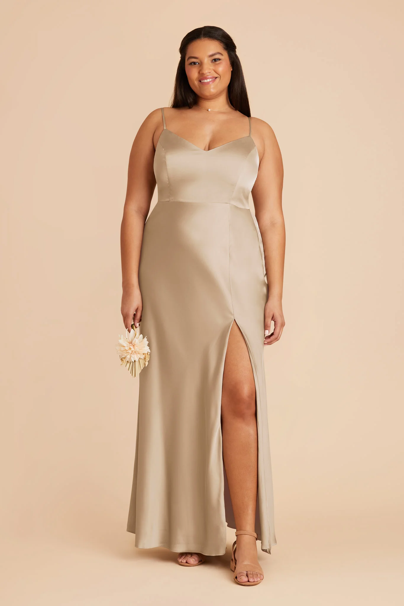 Jay Matte Satin Dress - Neutral Champagne - Image 2