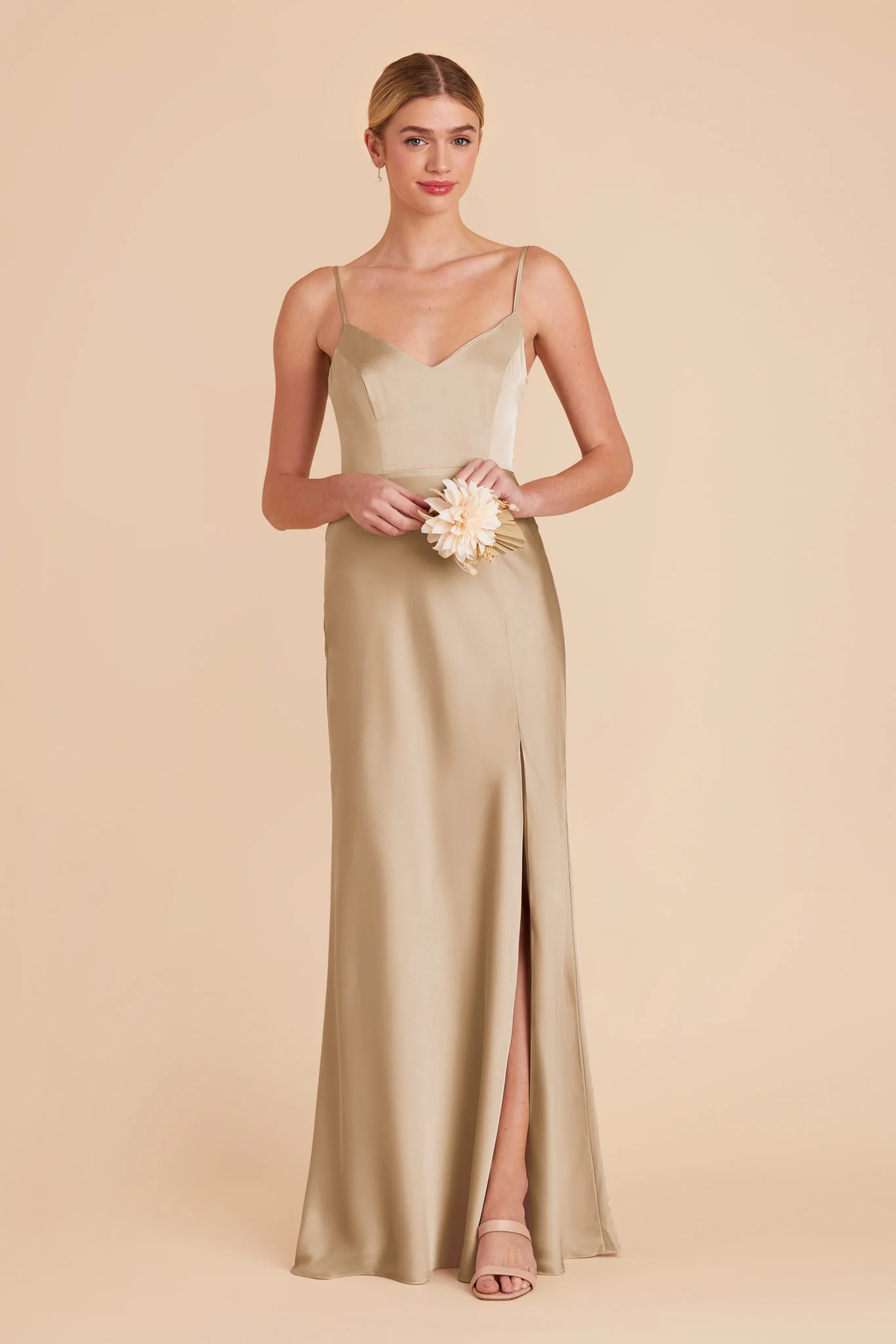 Jay Matte Satin Dress - Neutral Champagne - Image 3