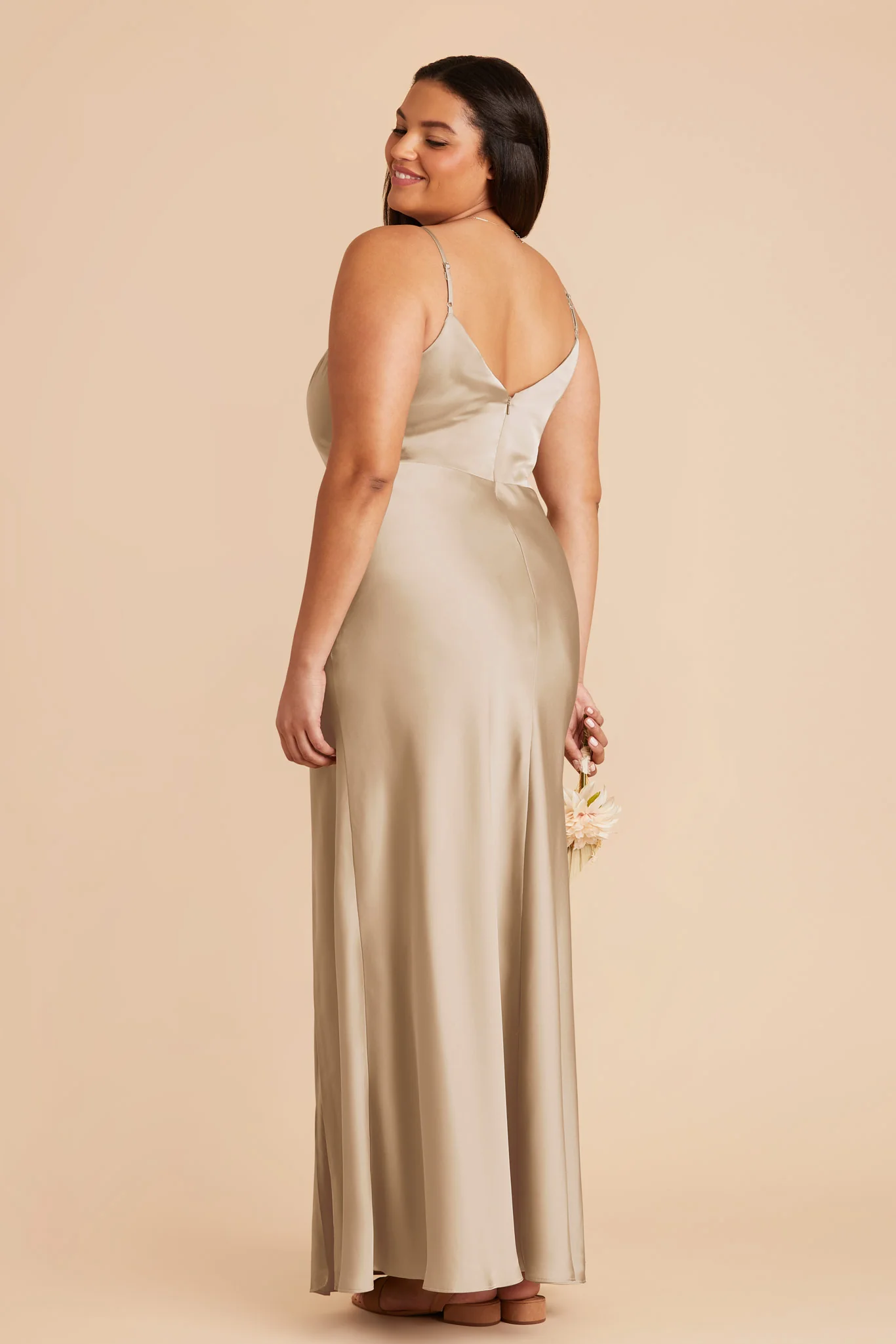Jay Matte Satin Dress - Neutral Champagne - Image 7