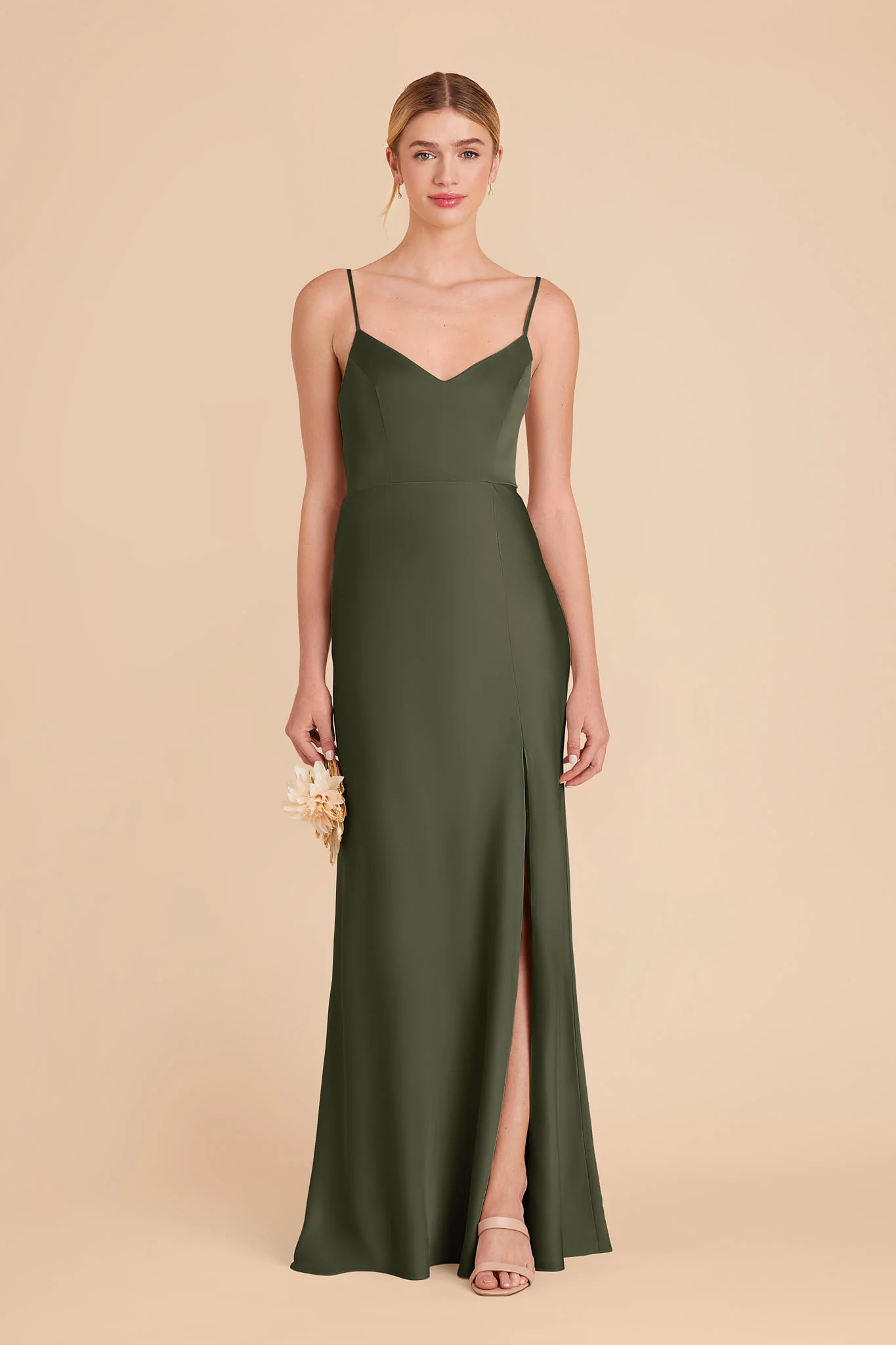 Jay Matte Satin Dress - Olive