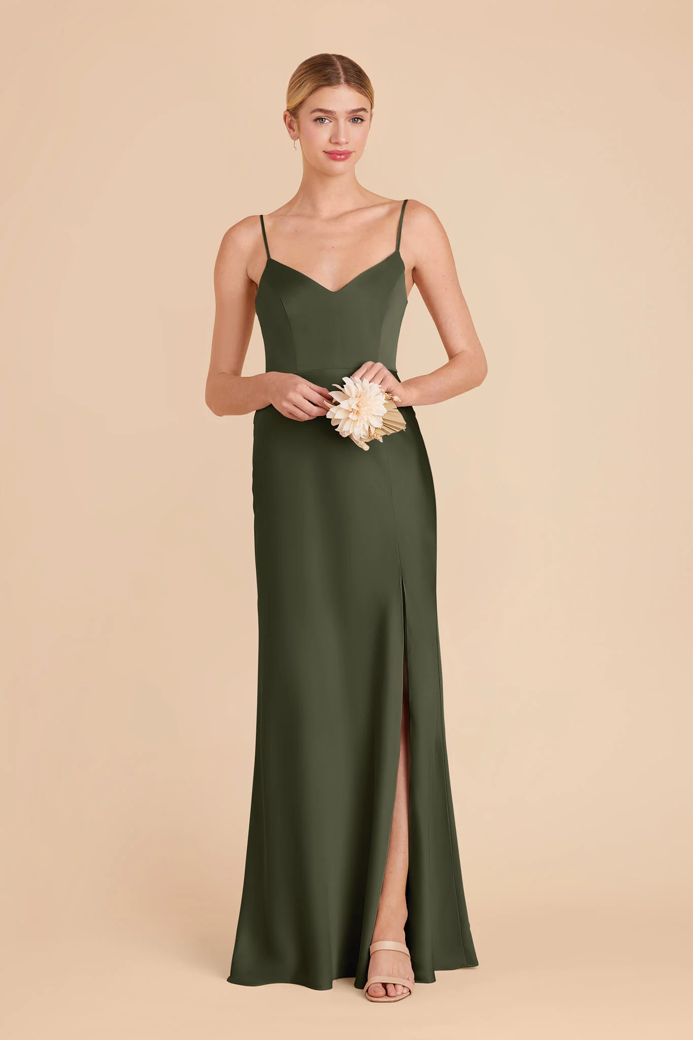 Jay Matte Satin Dress - Olive - Image 3
