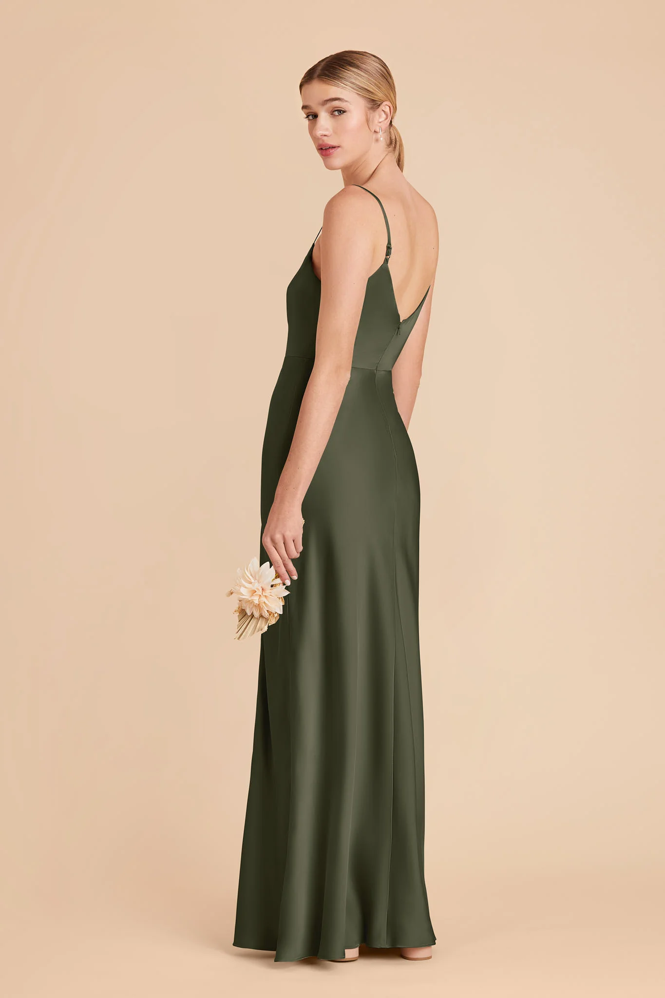 Jay Matte Satin Dress - Olive - Image 4