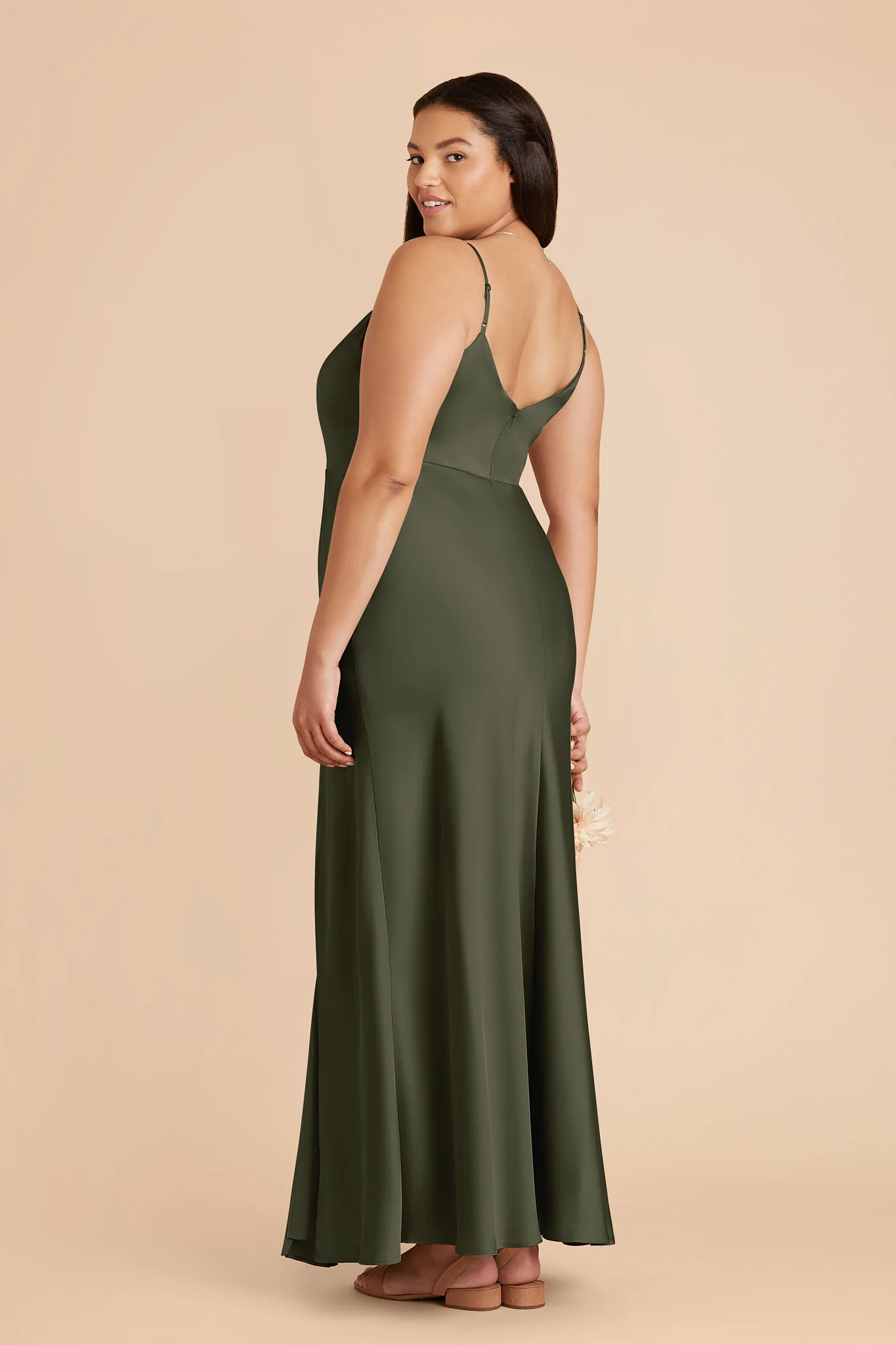 Jay Matte Satin Dress - Olive - Image 6