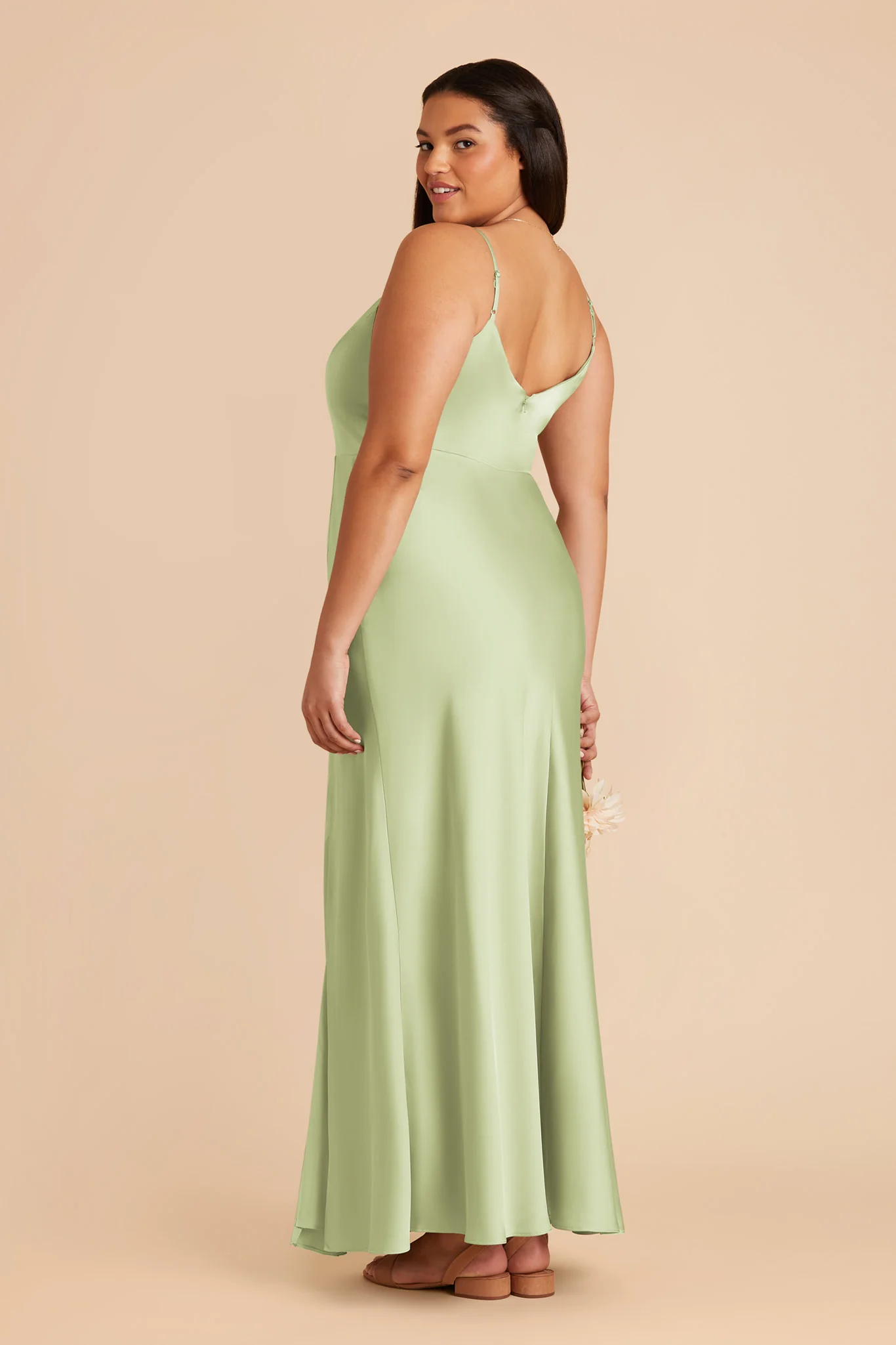 Jay Matte Satin Dress - Pale Pistachio - Image 7