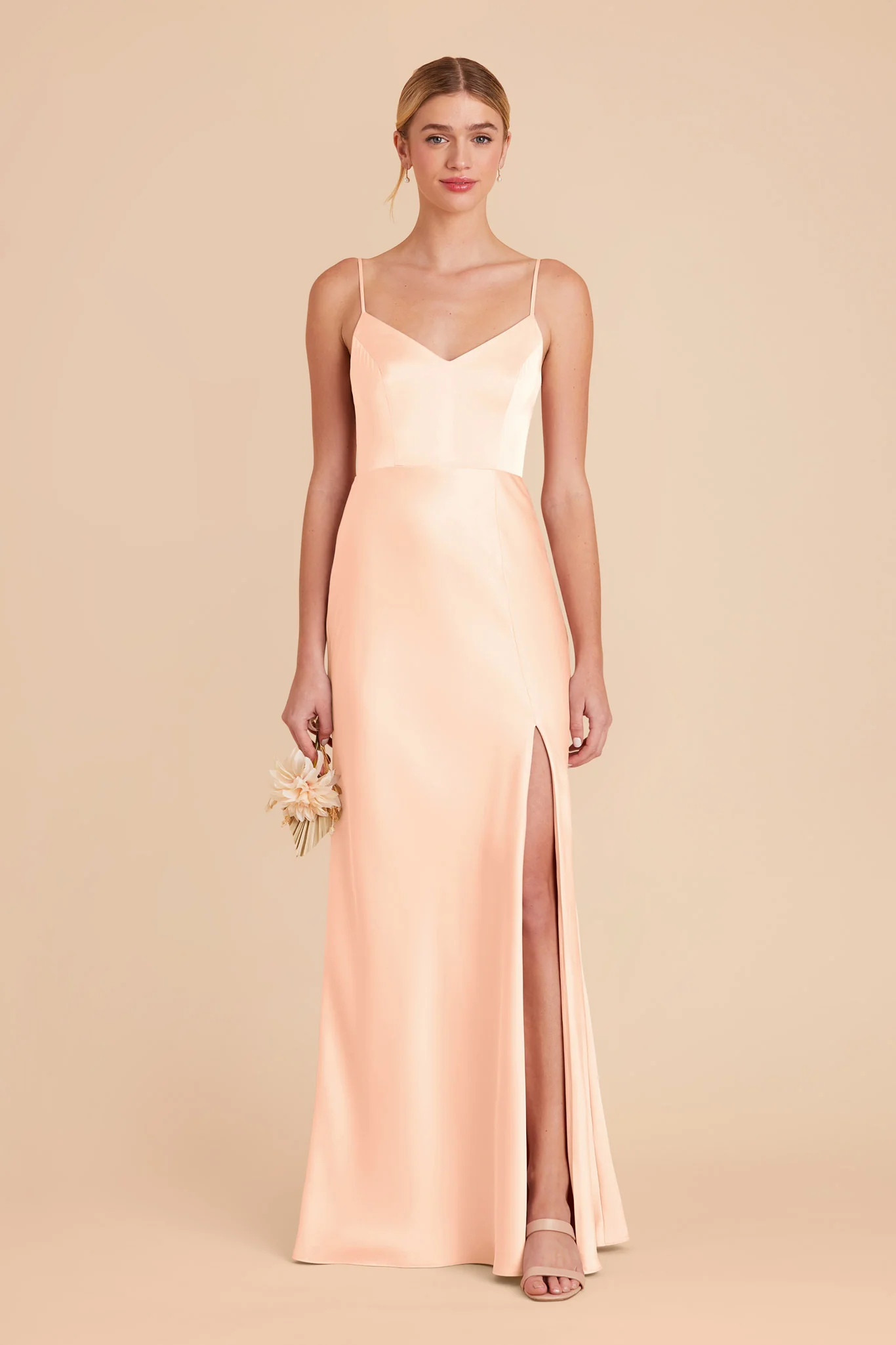 Jay Matte Satin Dress - Peach Cream
