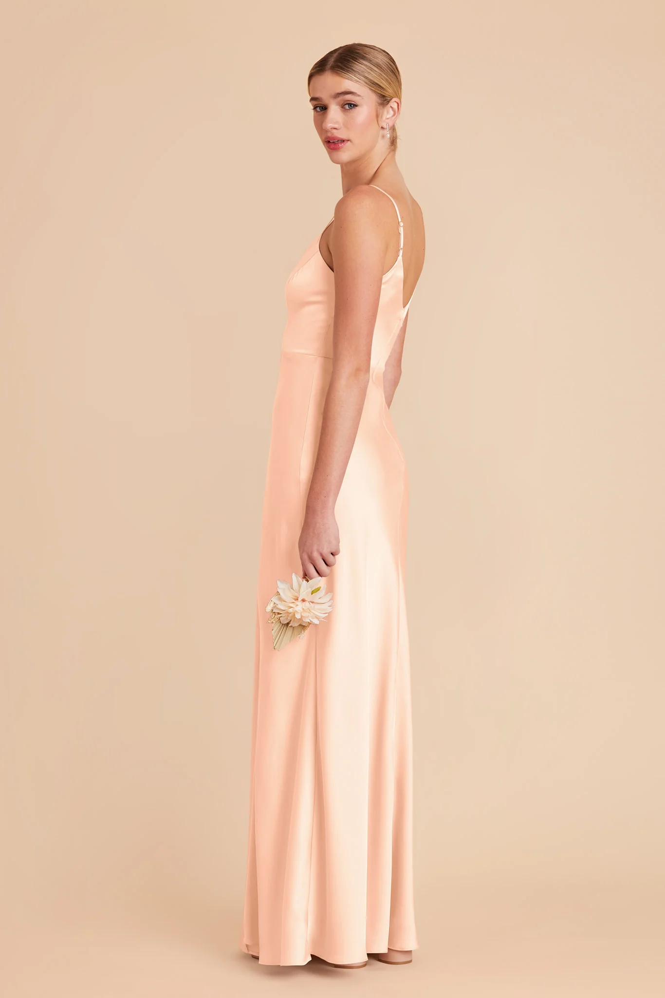 Jay Matte Satin Dress - Peach Cream - Image 5