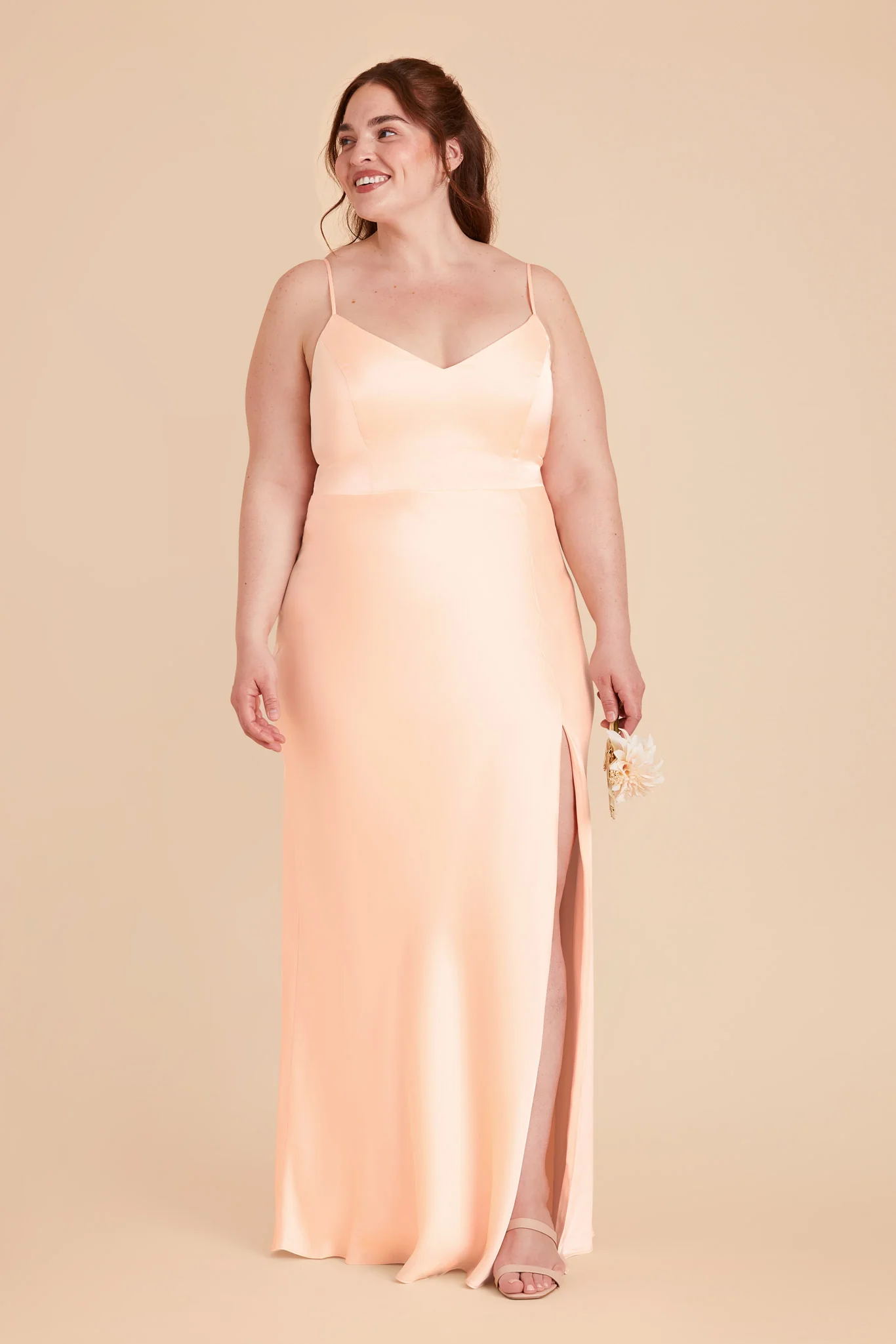 Jay Matte Satin Dress - Peach Cream - Image 8