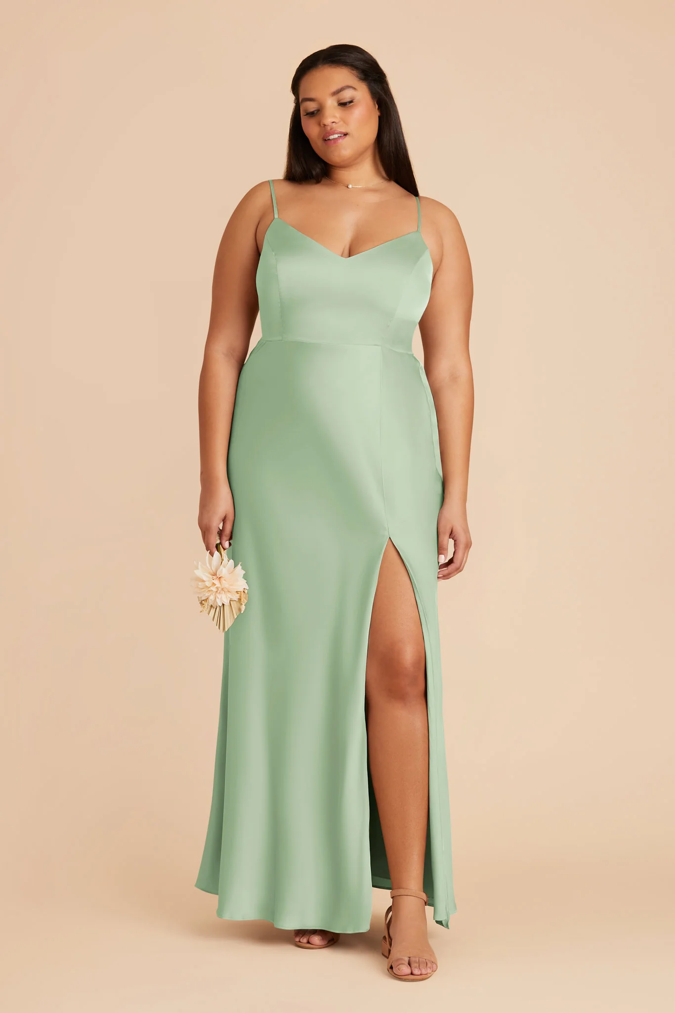Jay Matte Satin Dress - Pistachio - Image 6