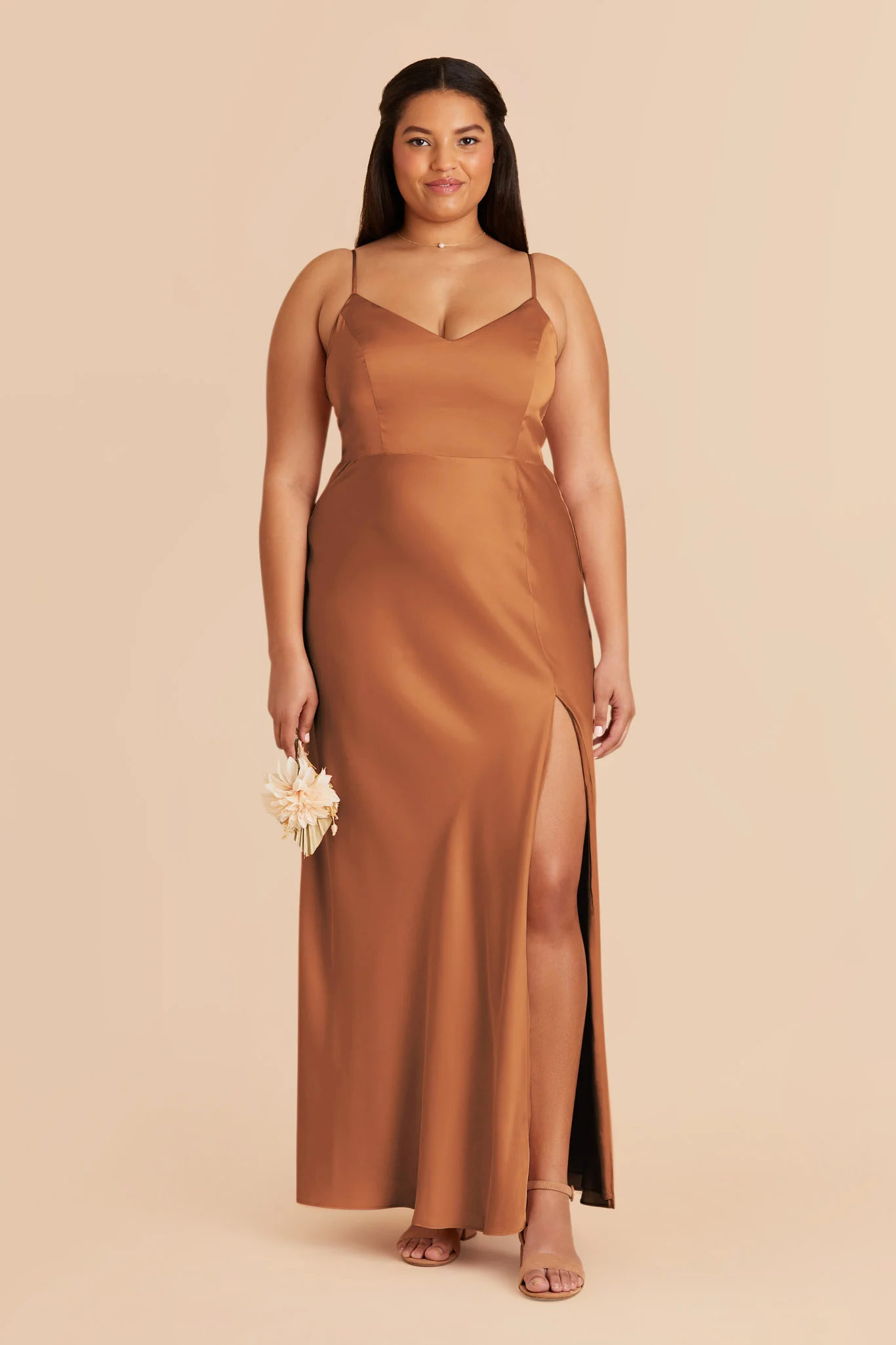 Jay Matte Satin Dress - Rust - Image 2