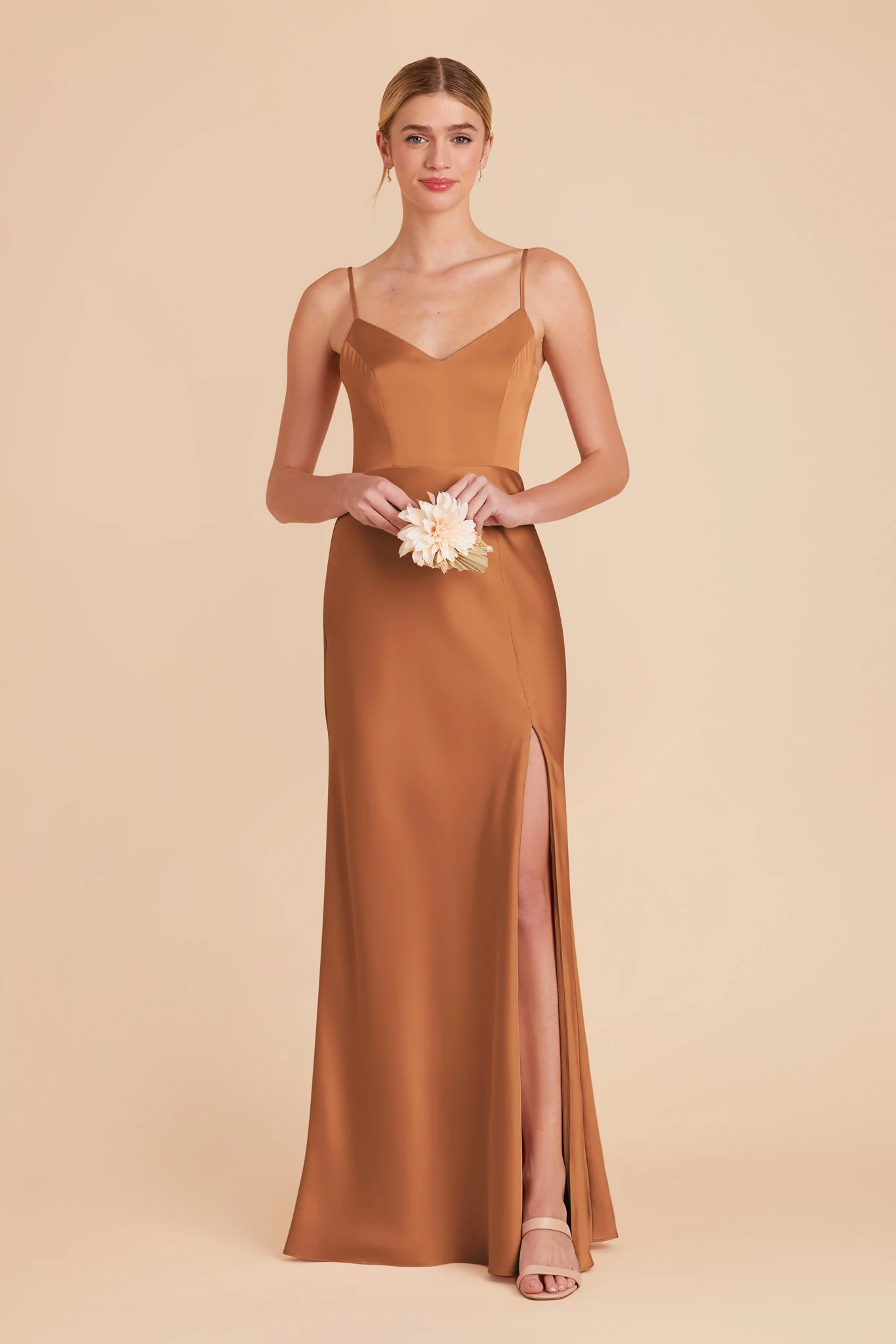 Jay Matte Satin Dress - Rust - Image 3