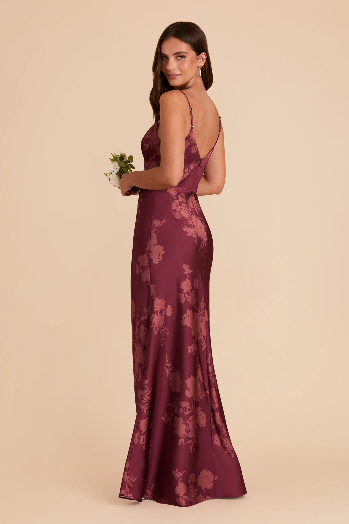 Jay Matte Satin Dress - Sangria Whimsical Blooms - Image 3