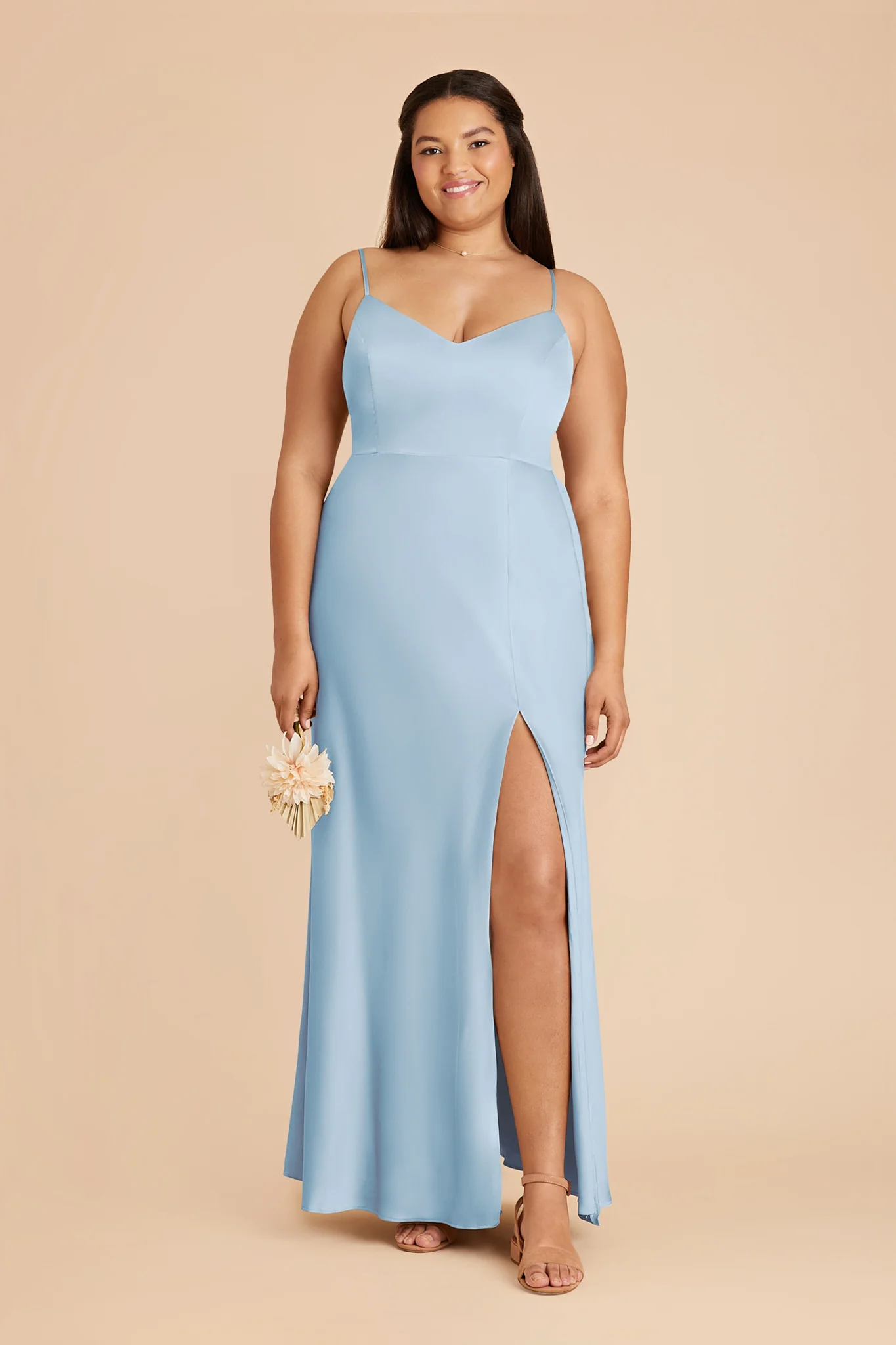 Jay Matte Satin Dress - Sky Blue - Image 2