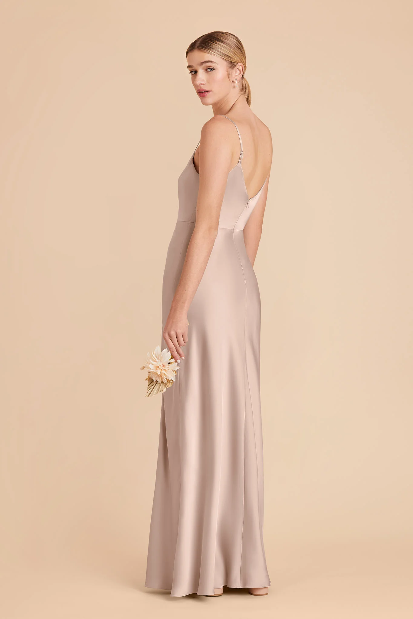 Jay Matte Satin Dress - Taupe - Image 4