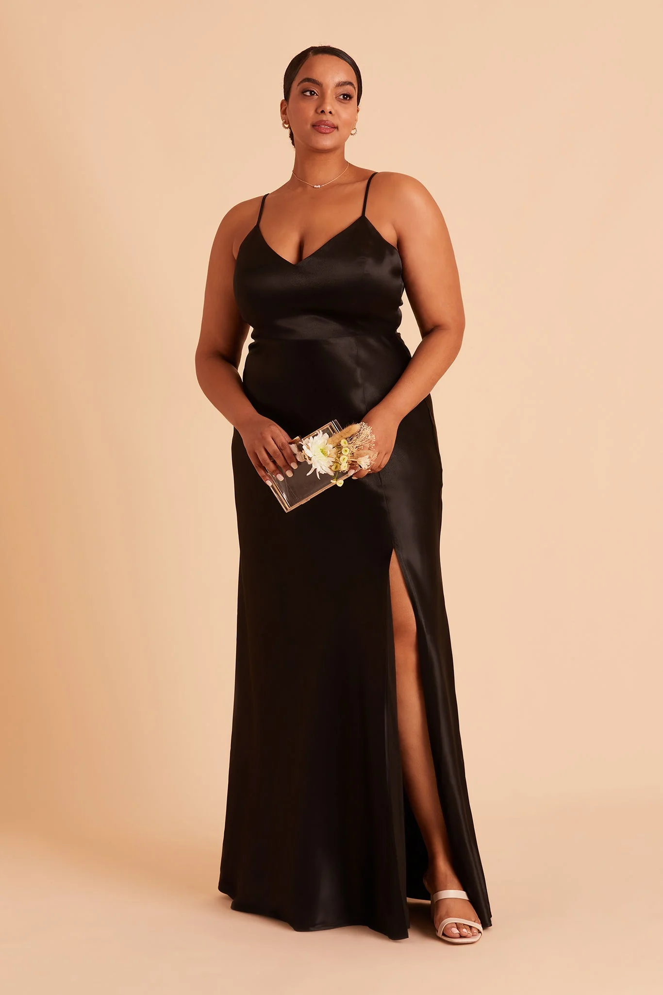 Jay Shiny Satin Dress - Black - Image 2