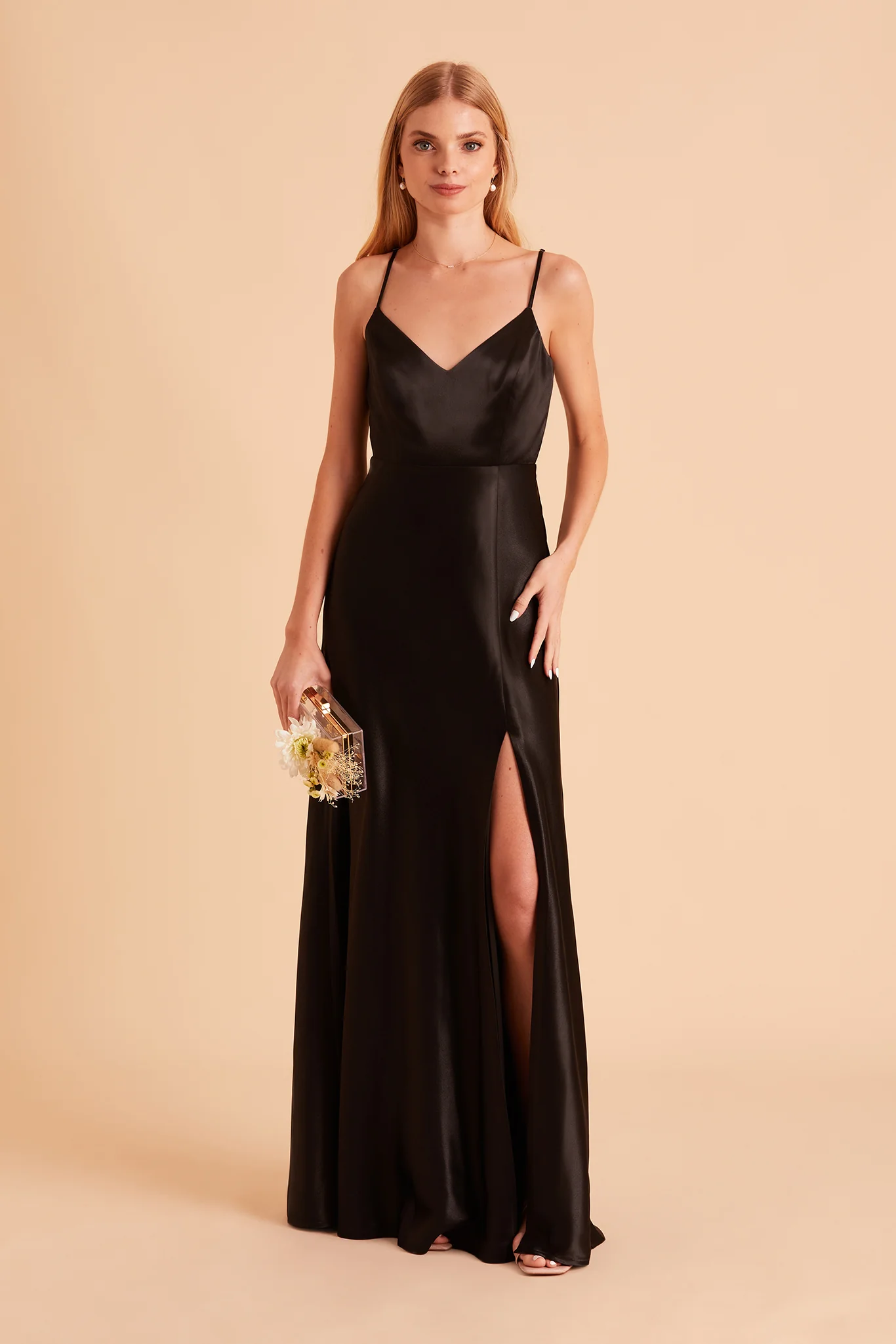 Jay Shiny Satin Dress - Black - Image 3