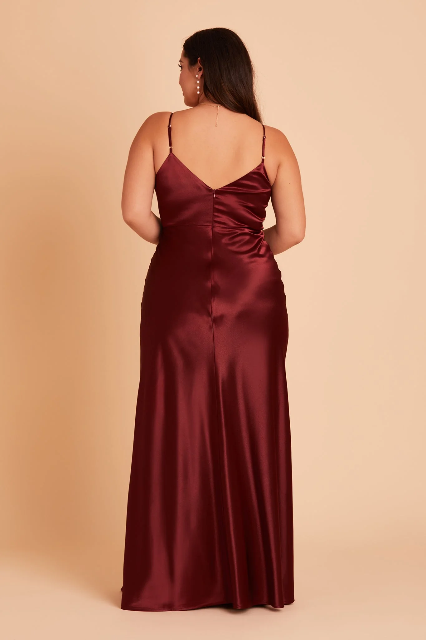 Jay Shiny Satin Dress - Cabernet - Image 14