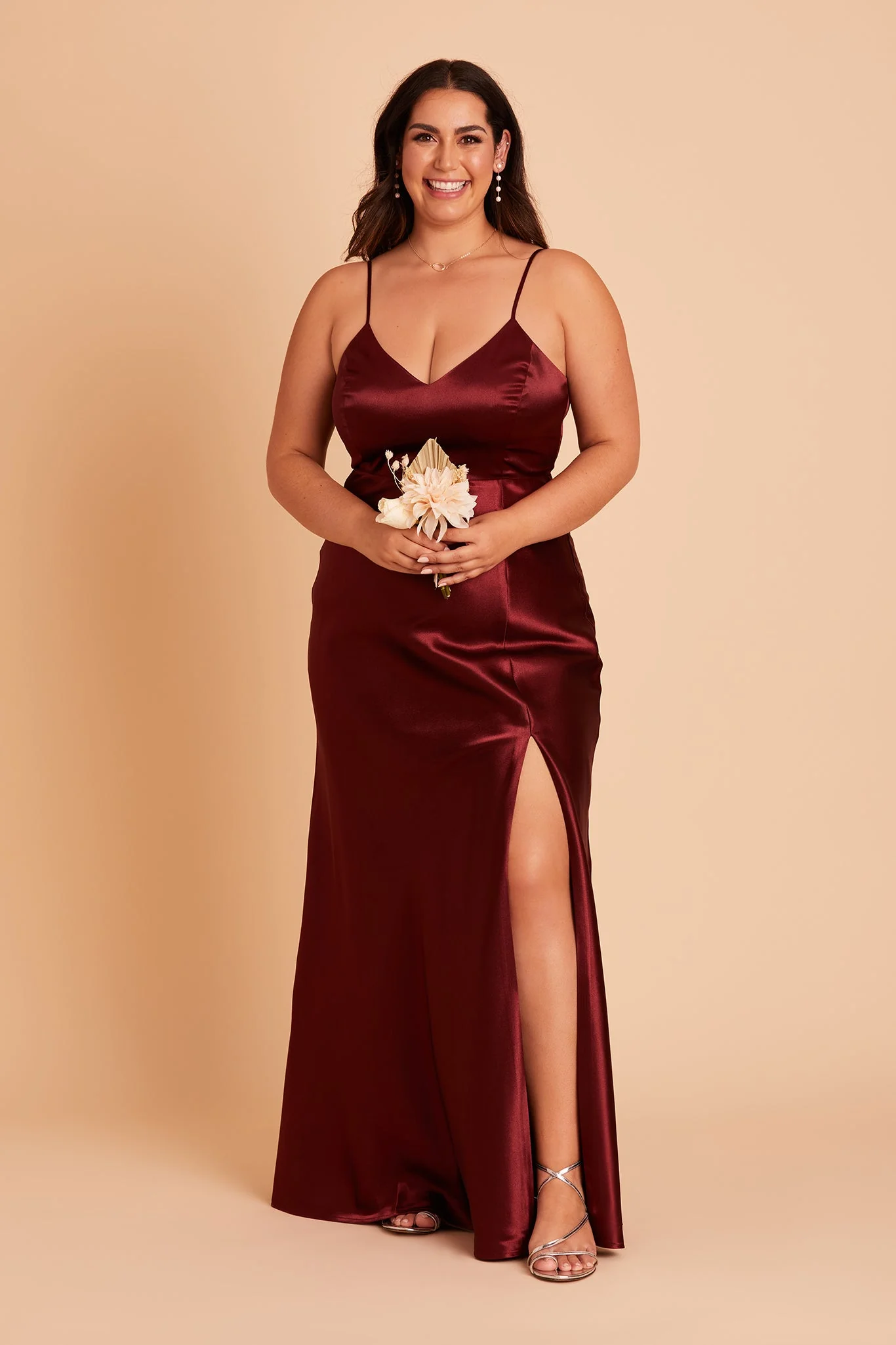 Jay Shiny Satin Dress - Cabernet - Image 4
