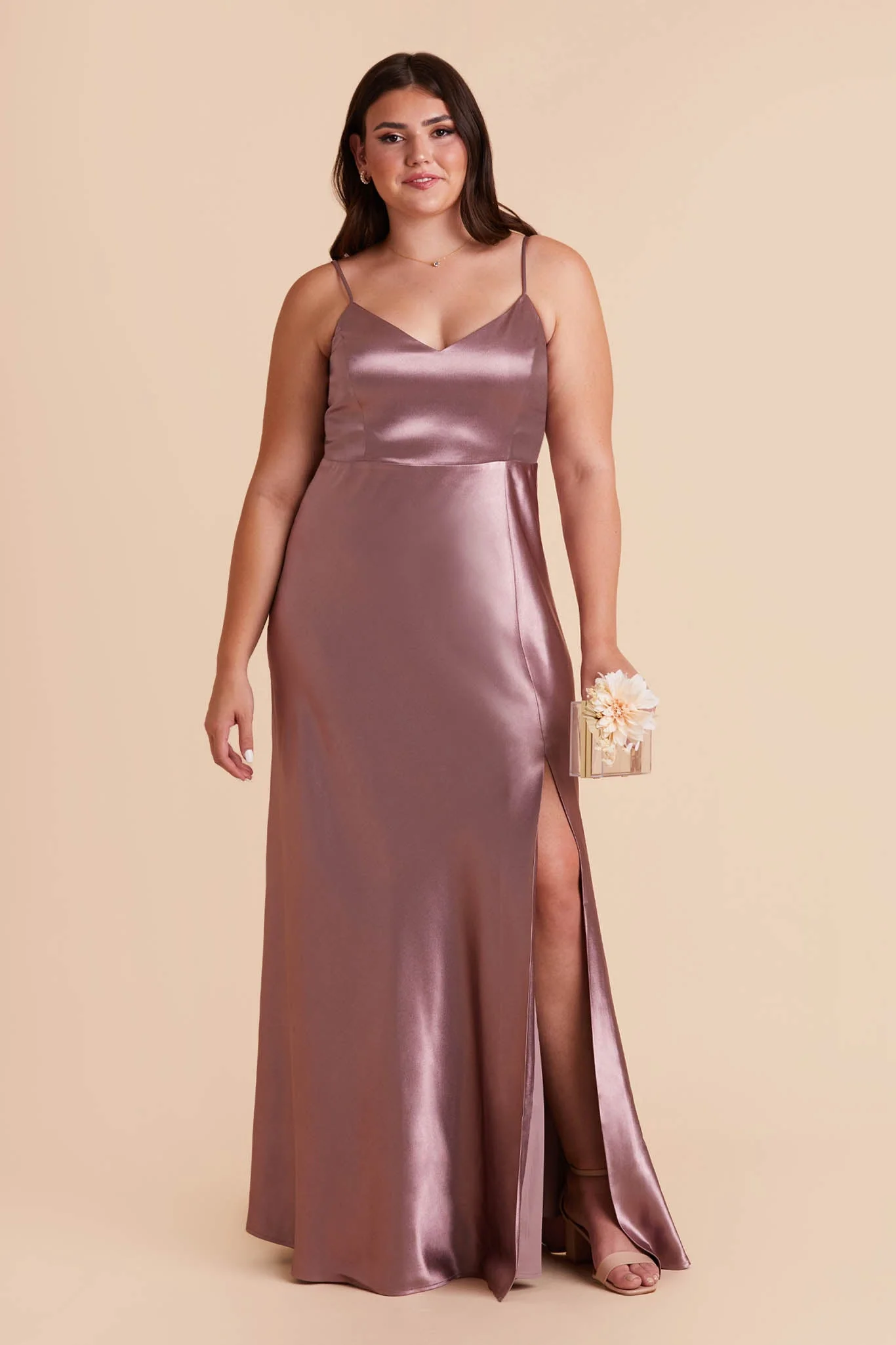 Jay Shiny Satin Dress - Dark Mauve - Image 11