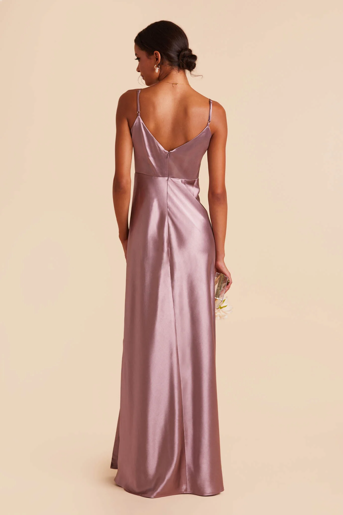 Jay Shiny Satin Dress - Dark Mauve - Image 12